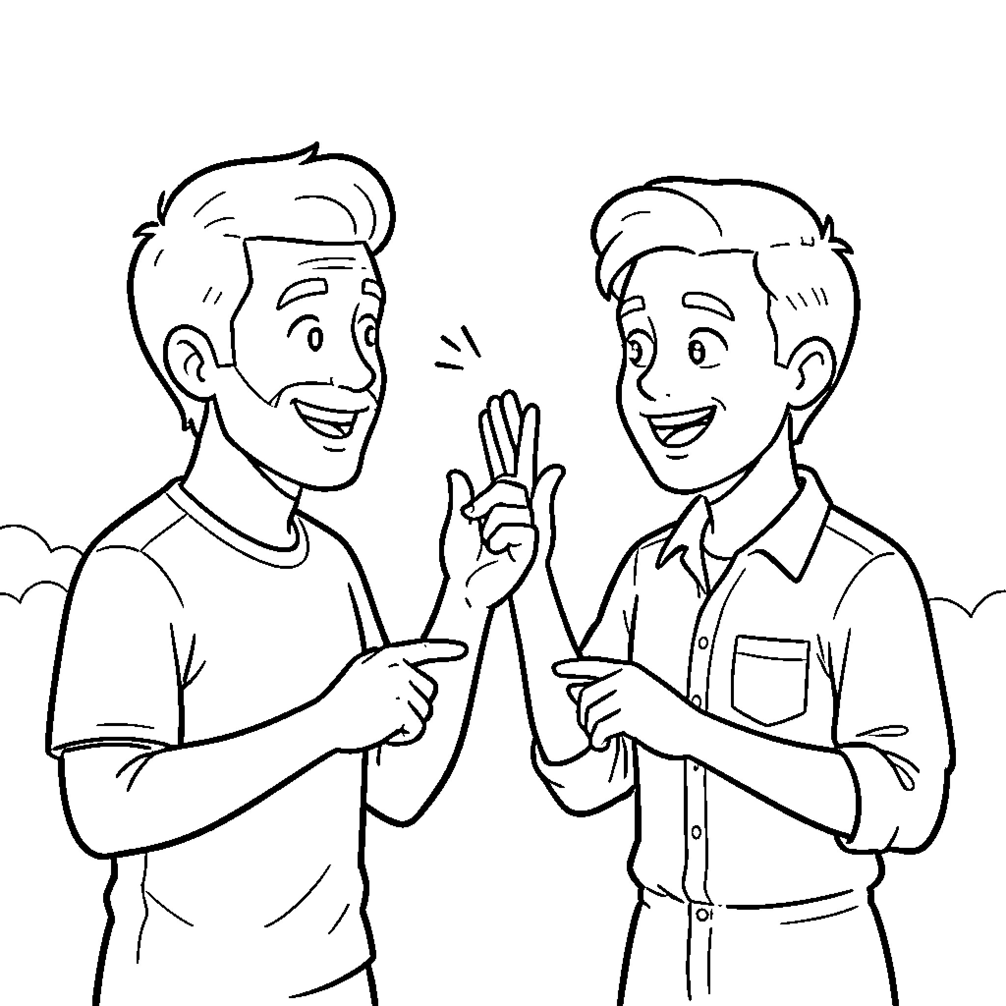 Bet on a Friendly Handshake Coloring Page (free black-and-white line drawing printable PDF for all, from beginners to advanced learners, including children, teens, adults, and seniors)