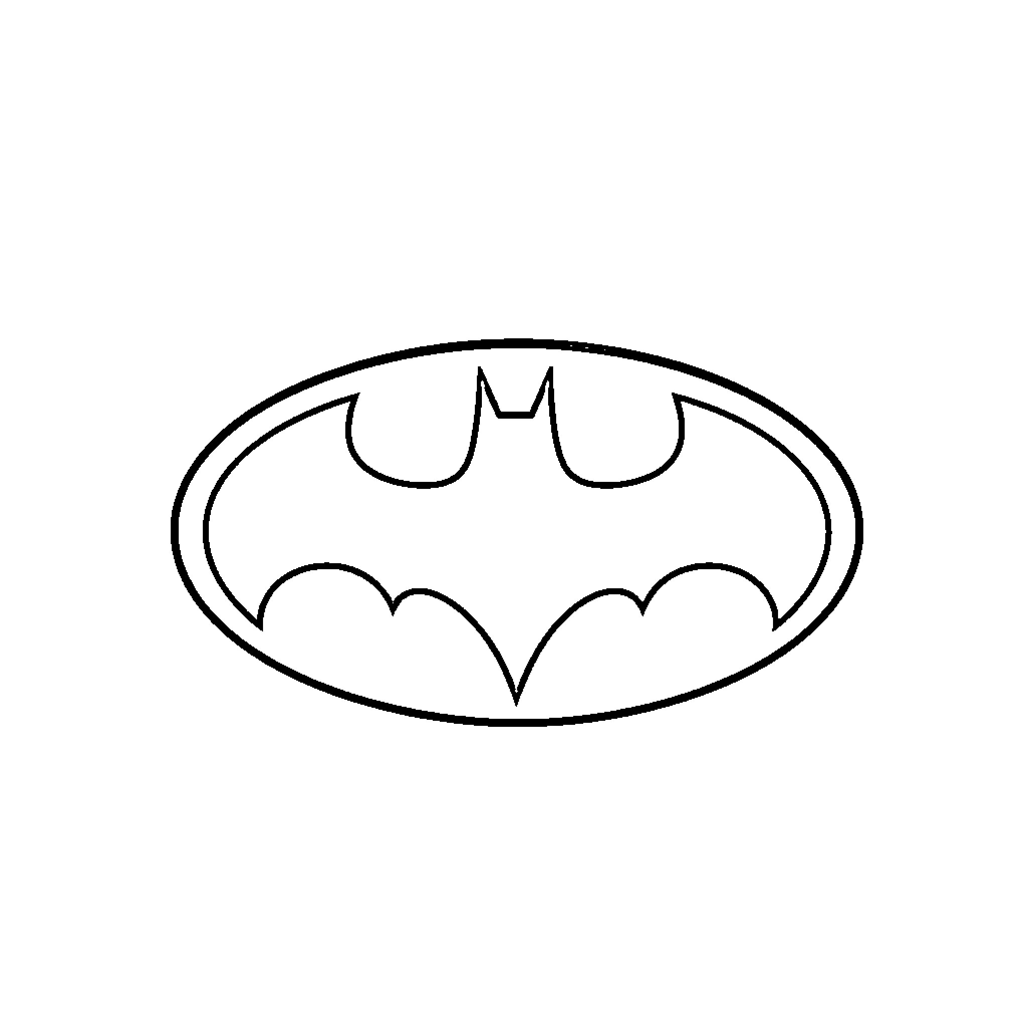 Batman logo in black and white Coloring Page (free black-and-white line drawing printable PDF for all, from beginners to advanced learners, including children, teens, adults, and seniors)