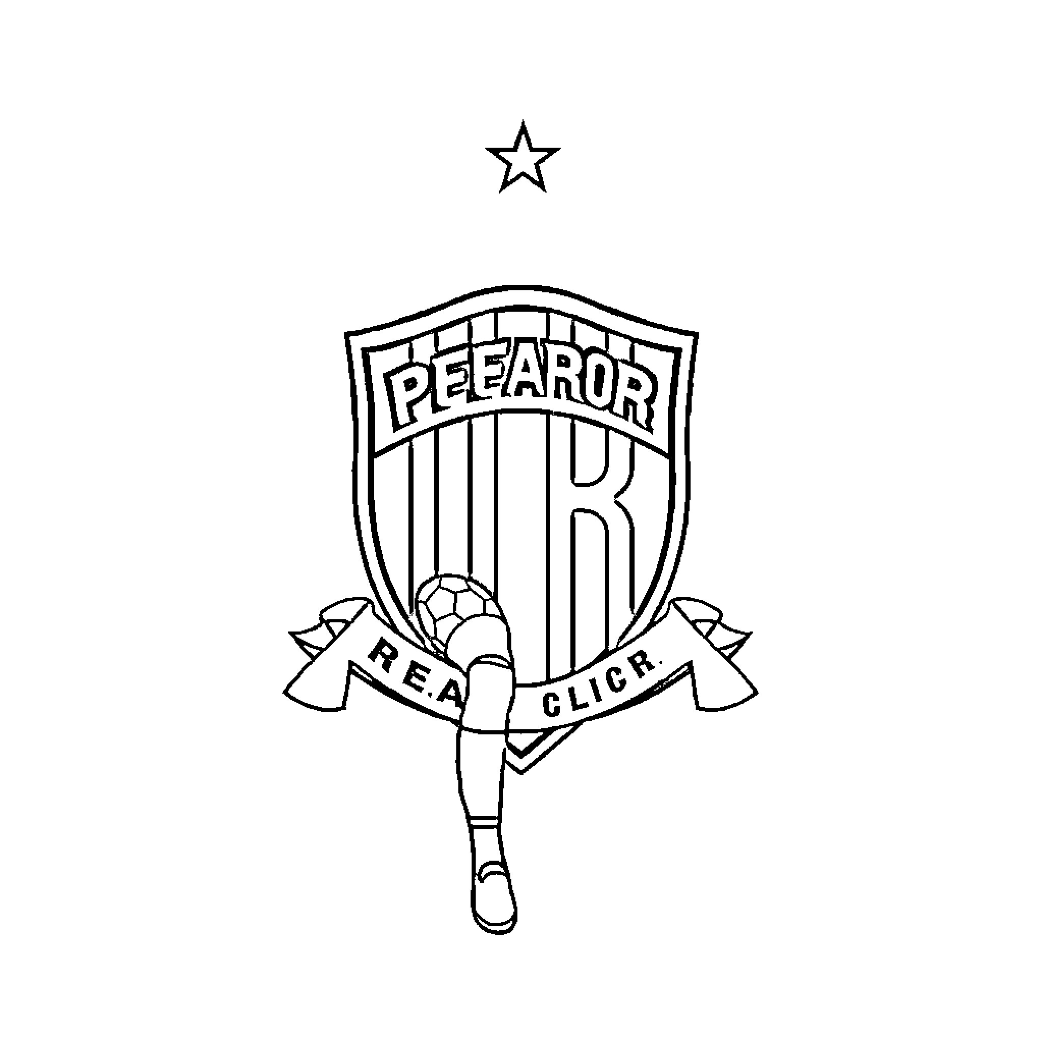 Peñarol football club crest with star and banner Coloring Page (free black-and-white line drawing printable PDF for all, from beginners to advanced learners, including children, teens, adults, and seniors)