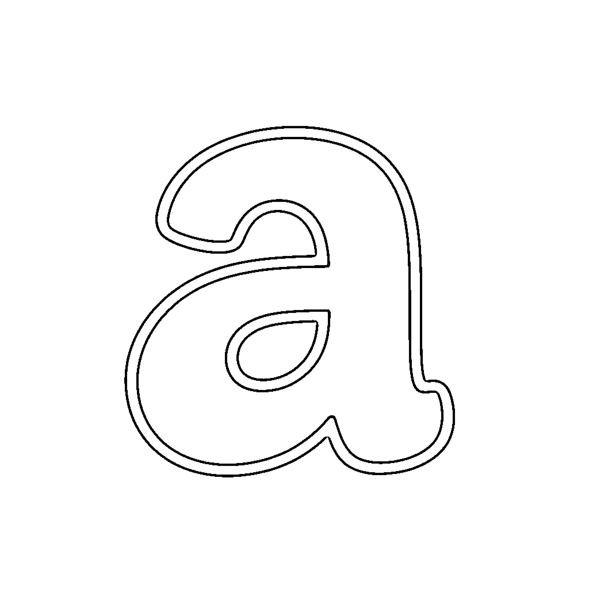 Letter A Outline Coloring Page (free black-and-white line drawing printable PDF for all, from beginners to advanced learners, including children, teens, adults, and seniors)