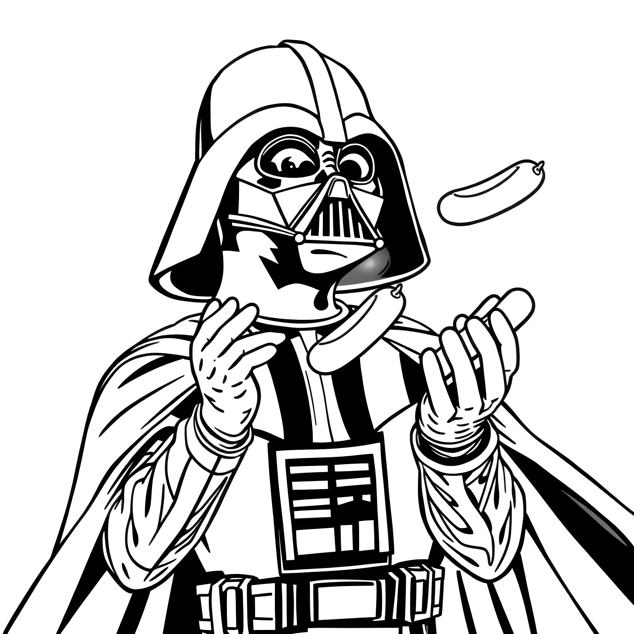 Darth Vader in a Menacing Pose Coloring Page (free black-and-white line drawing printable PDF for all, from beginners to advanced learners, including children, teens, adults, and seniors)