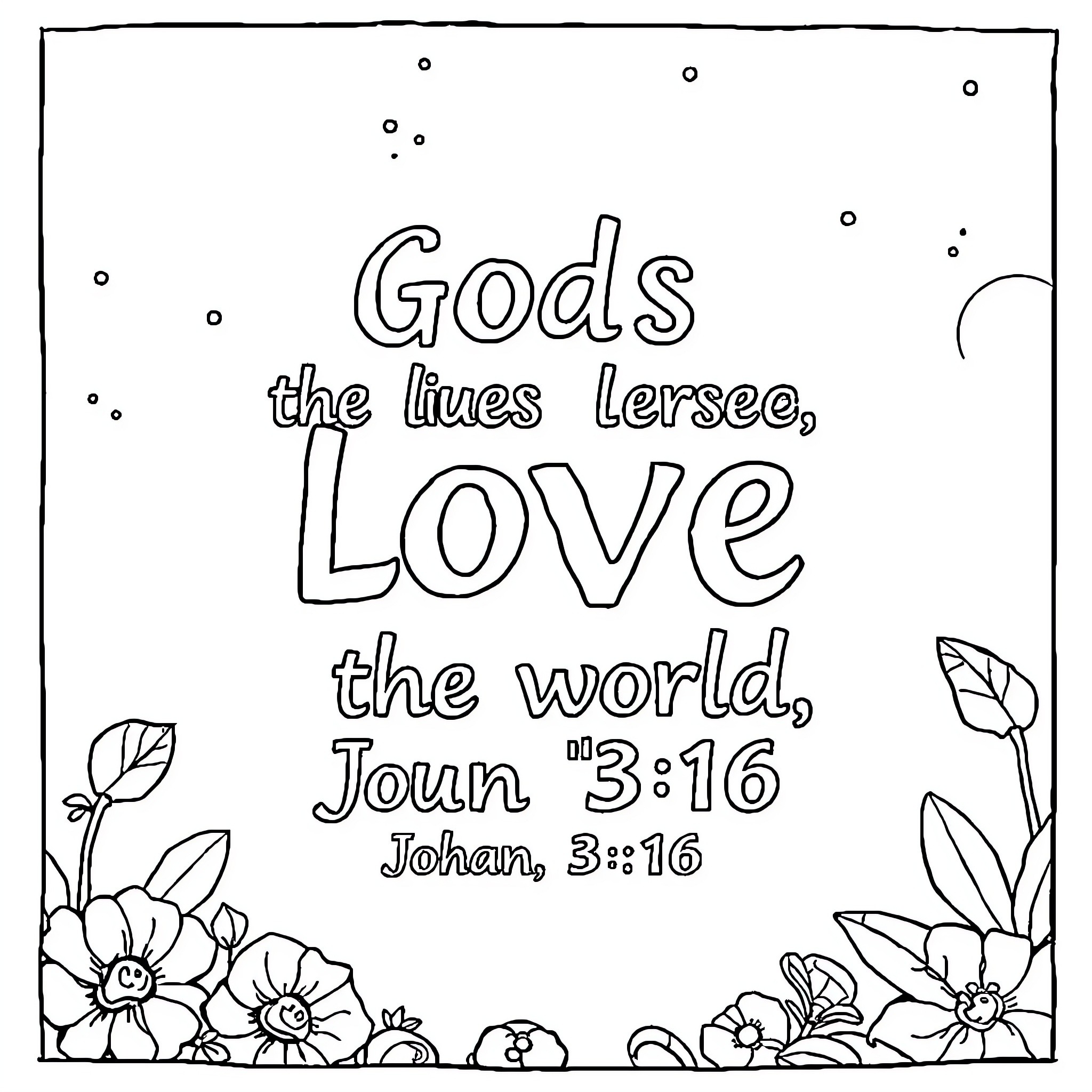 John's inspiring message of God's love for the world Coloring Page (free black-and-white line drawing printable PDF for all, from beginners to advanced learners, including children, teens, adults, and seniors)