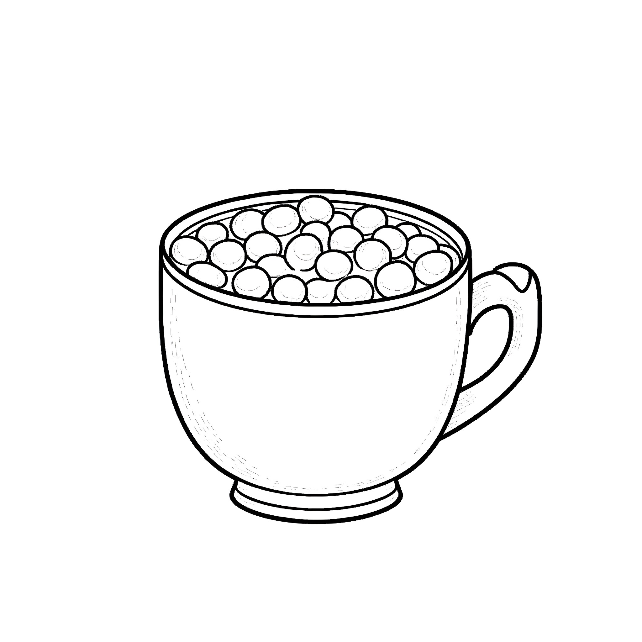 Werewolf's mug of hot chocolate Coloring Page (free black-and-white line drawing printable PDF for all, from beginners to advanced learners, including children, teens, adults, and seniors)