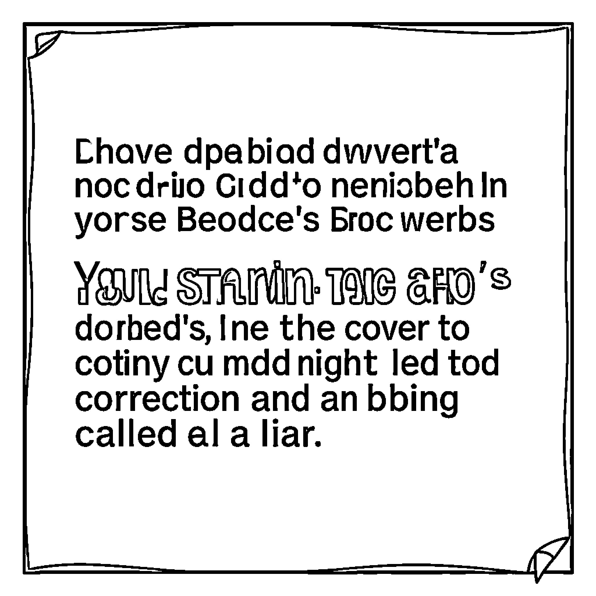 Proverbs written in stylized hand-drawn lettering Coloring Page (free black-and-white line drawing printable PDF for all, from beginners to advanced learners, including children, teens, adults, and seniors)