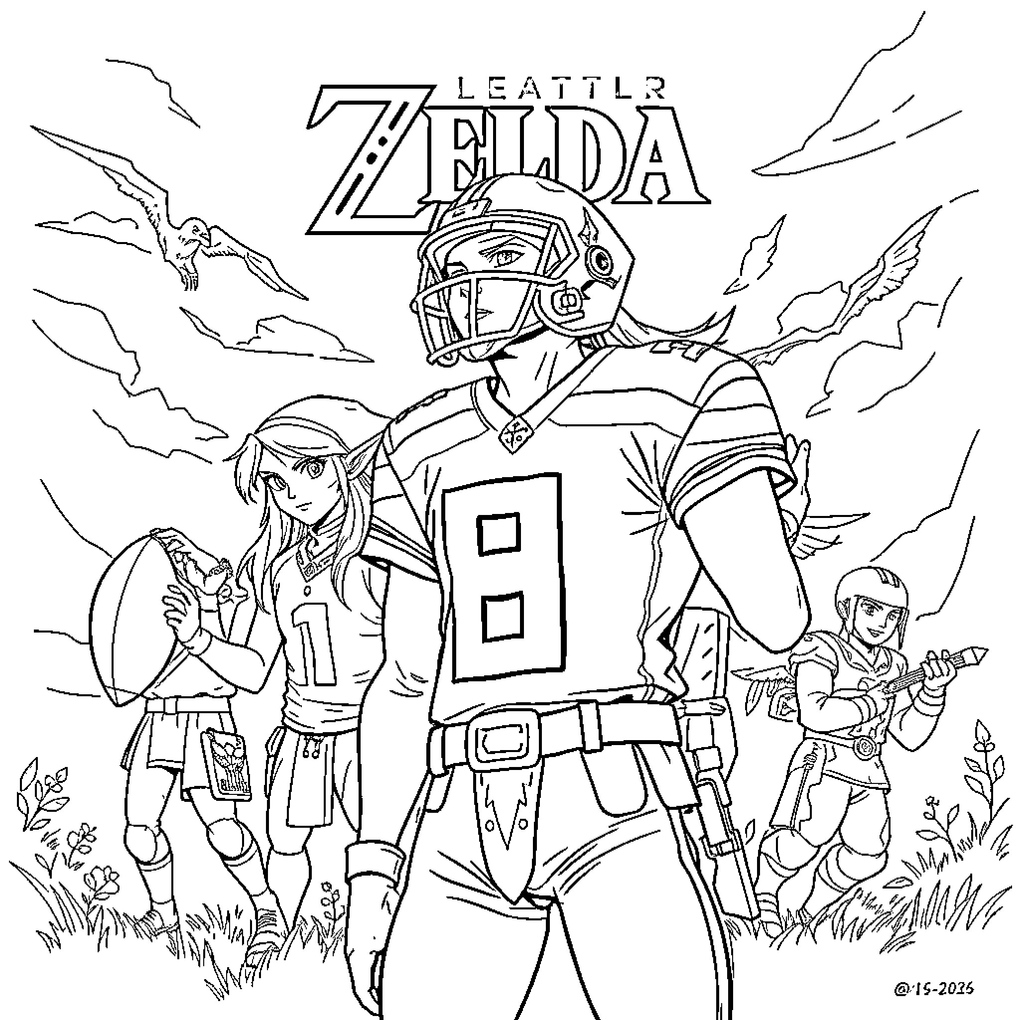 Seahawk team members in action-packed scene Coloring Page (free black-and-white line drawing printable PDF for all, from beginners to advanced learners, including children, teens, adults, and seniors)
