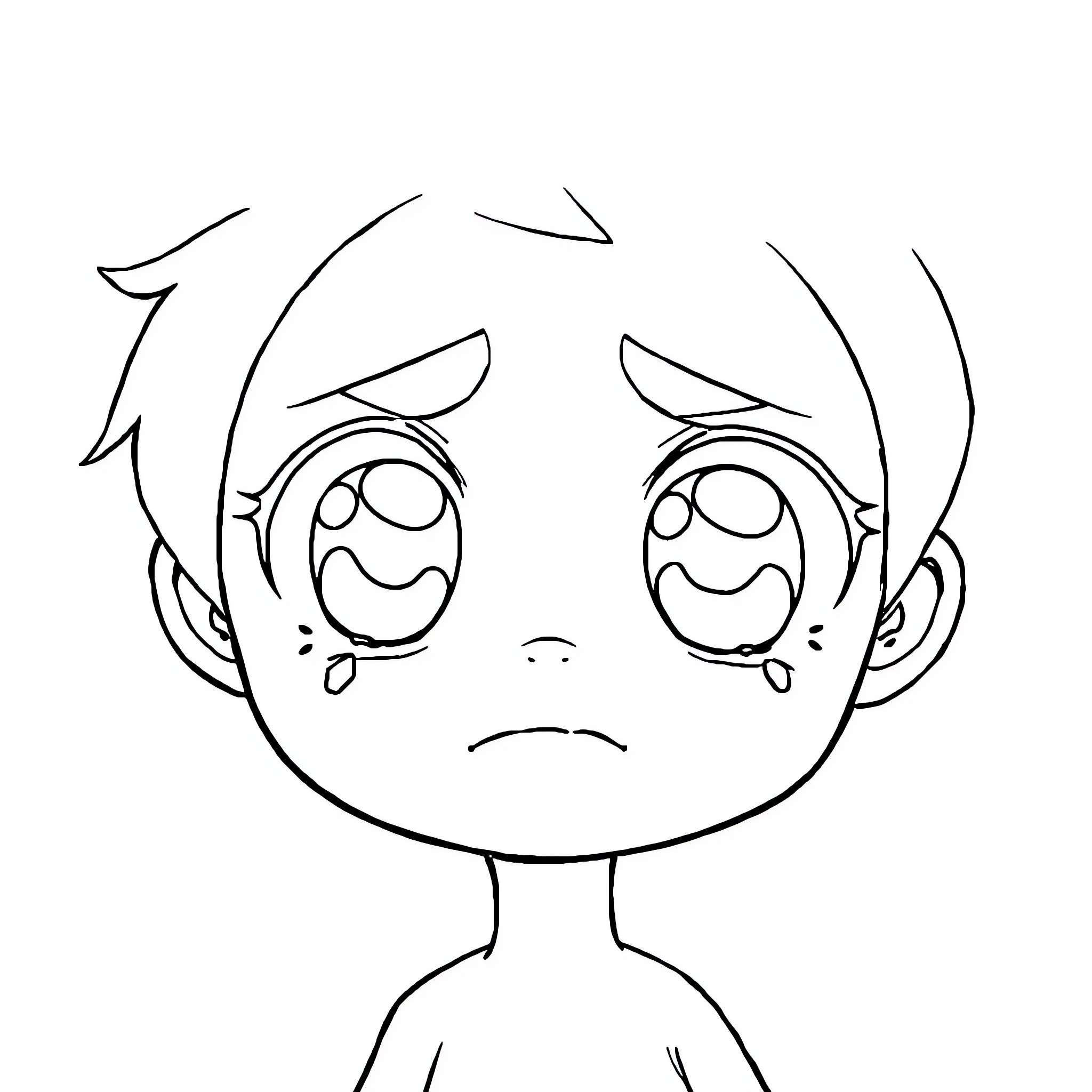 Anime Character with Emotive Facial Expression Coloring Page (free black-and-white line drawing printable PDF for all, from beginners to advanced learners, including children, teens, adults, and seniors)