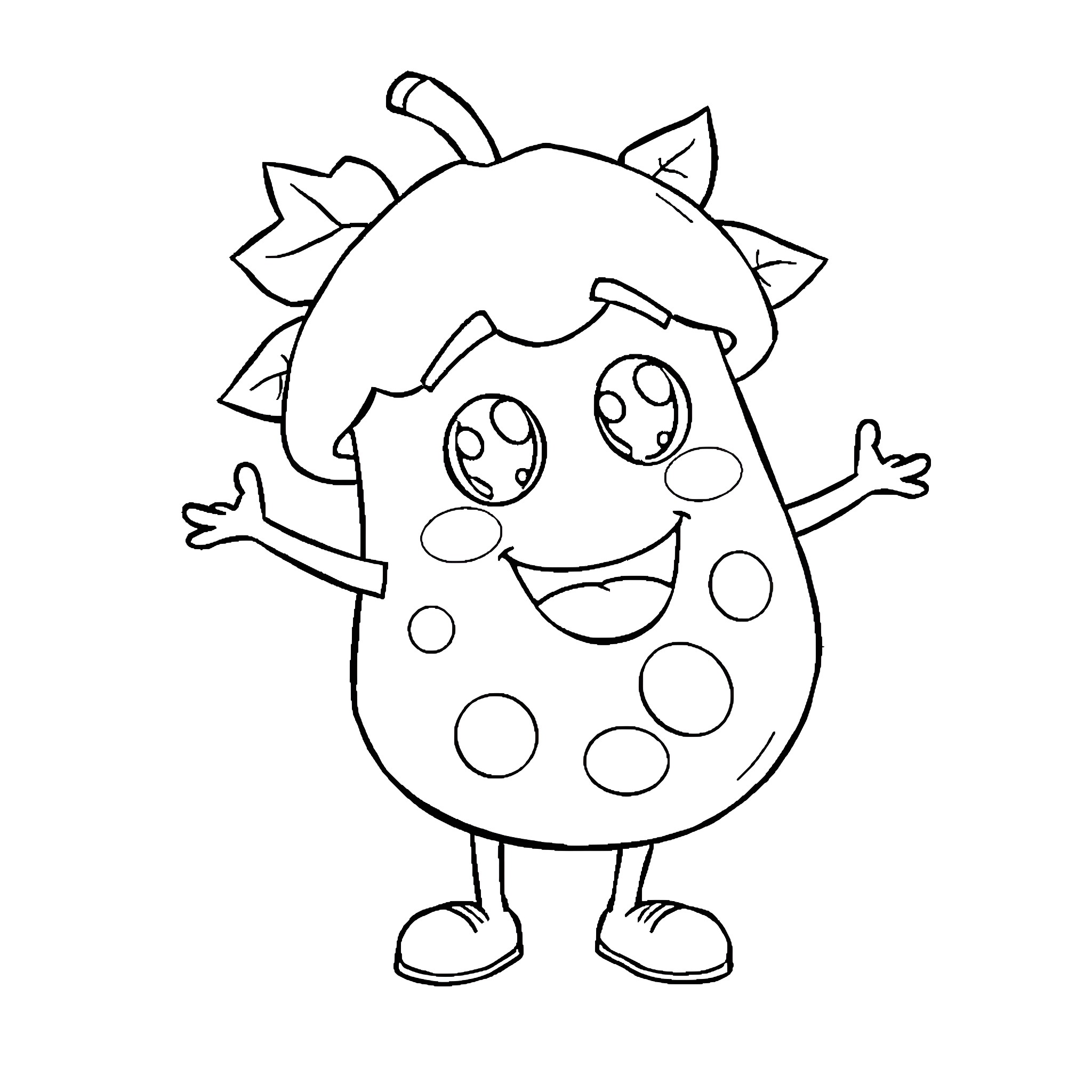Fall Guy Cartoon Character with Dotted Pattern Coloring Page (free black-and-white line drawing printable PDF for all, from beginners to advanced learners, including children, teens, adults, and seniors)