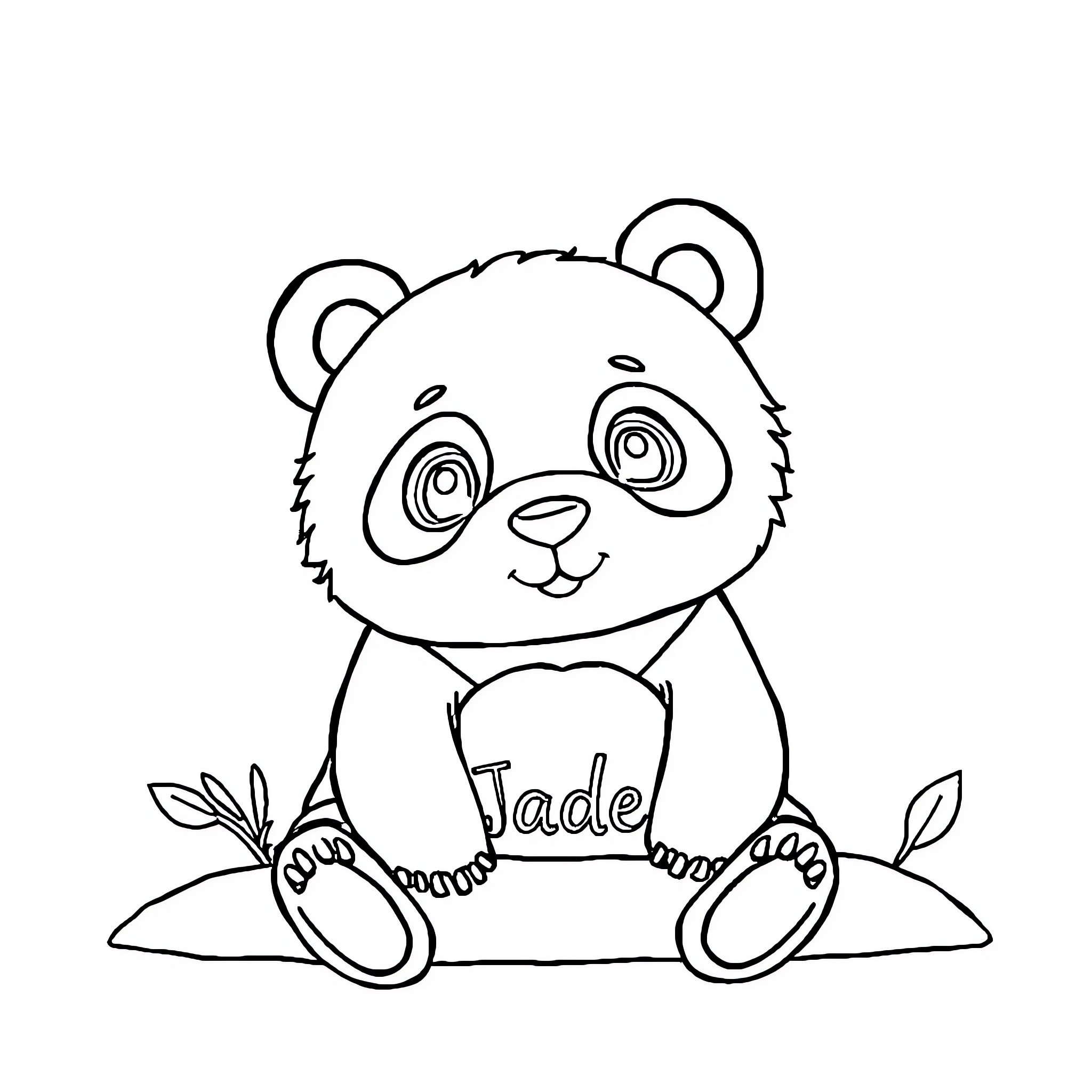 Panda sitting on the grass Coloring Page (free black-and-white line drawing printable PDF for all, from beginners to advanced learners, including children, teens, adults, and seniors)