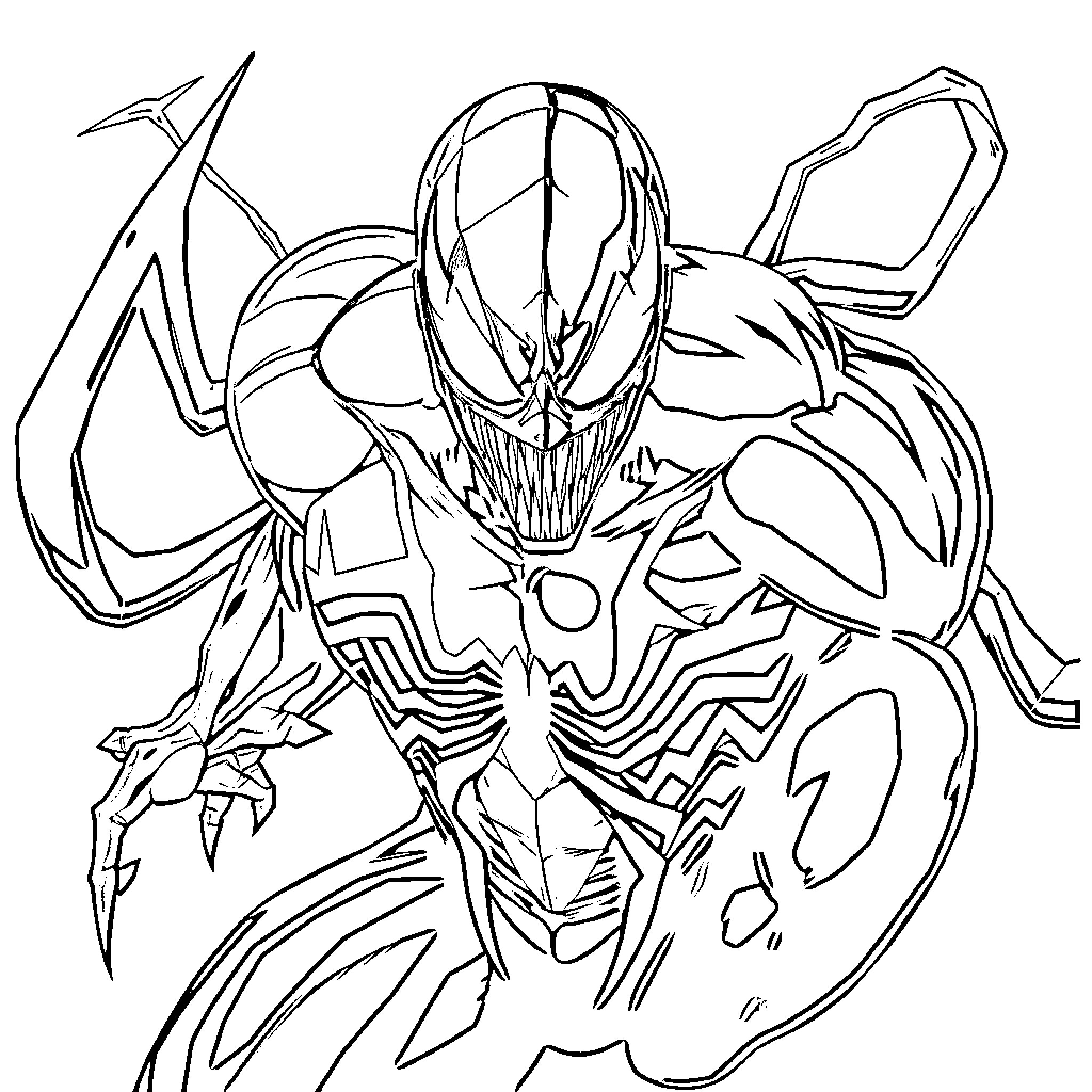 Spiderman in epic action pose Coloring Page (free black-and-white line drawing printable PDF for all, from beginners to advanced learners, including children, teens, adults, and seniors)