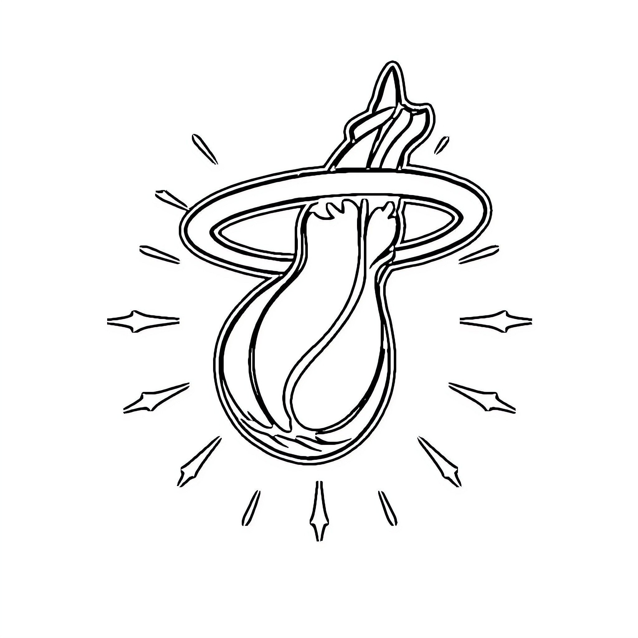 Miami Heat team logo stylistic design Coloring Page (free black-and-white line drawing printable PDF for all, from beginners to advanced learners, including children, teens, adults, and seniors)