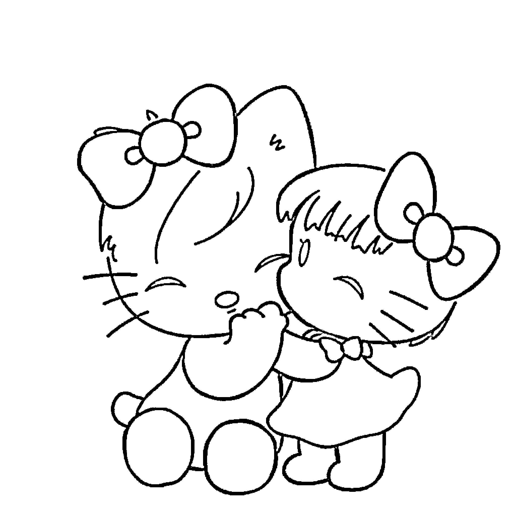 Kuromi characters in a playful pose Coloring Page (free black-and-white line drawing printable PDF for all, from beginners to advanced learners, including children, teens, adults, and seniors)