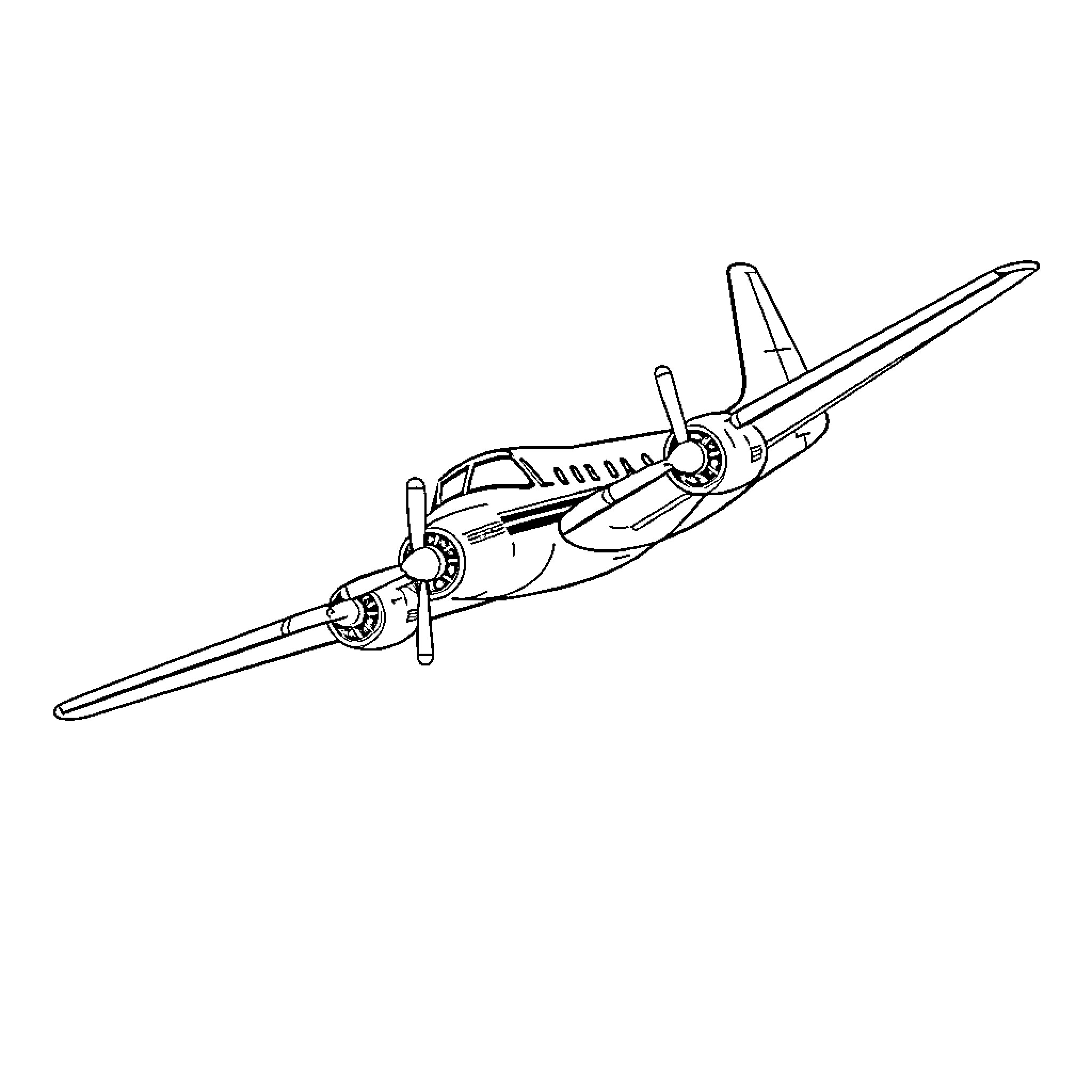 Airplane flying solo on a clear day Coloring Page (free black-and-white line drawing printable PDF for all, from beginners to advanced learners, including children, teens, adults, and seniors)