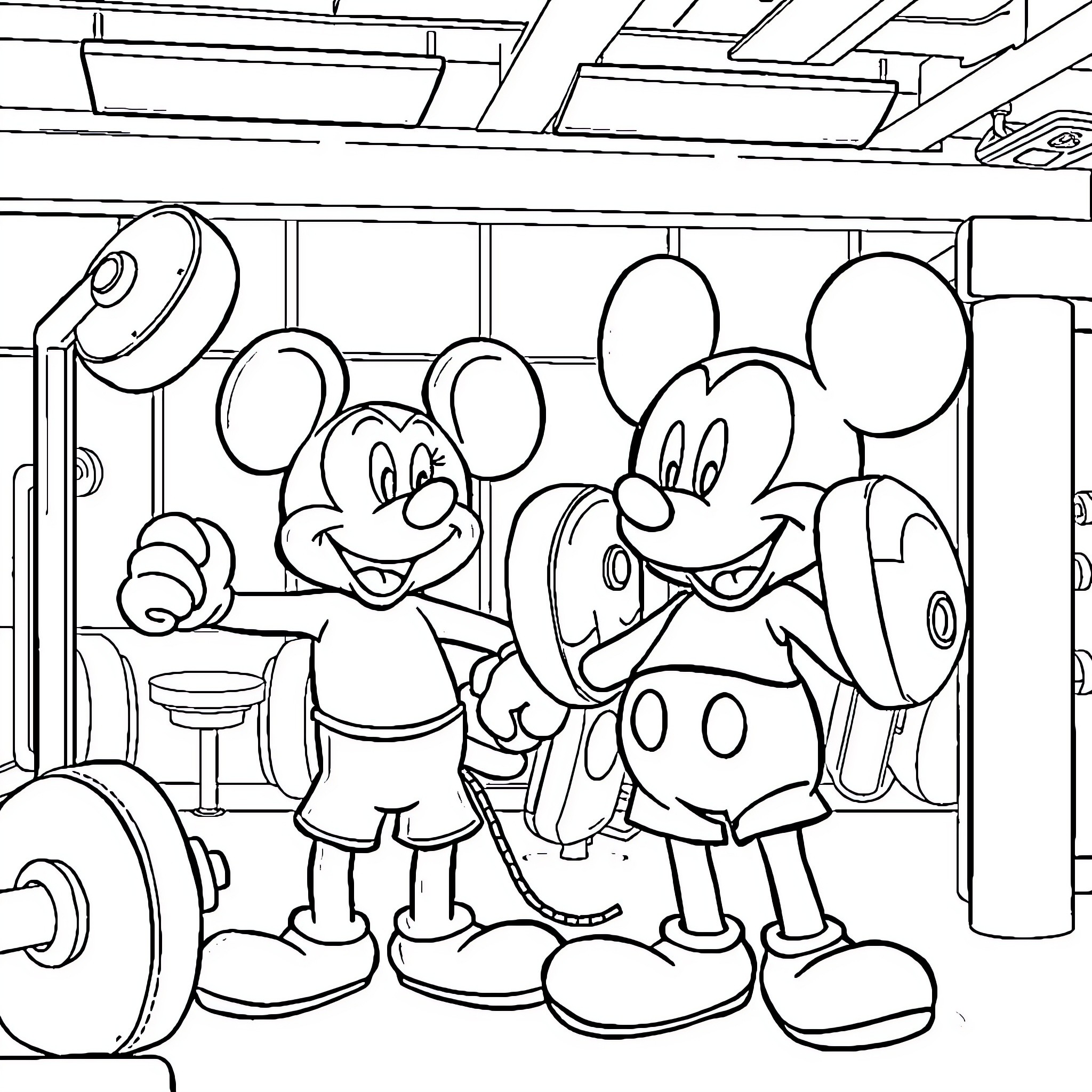 Bluey's Playful Adventure in the Gym Coloring Page (free black-and-white line drawing printable PDF for all, from beginners to advanced learners, including children, teens, adults, and seniors)