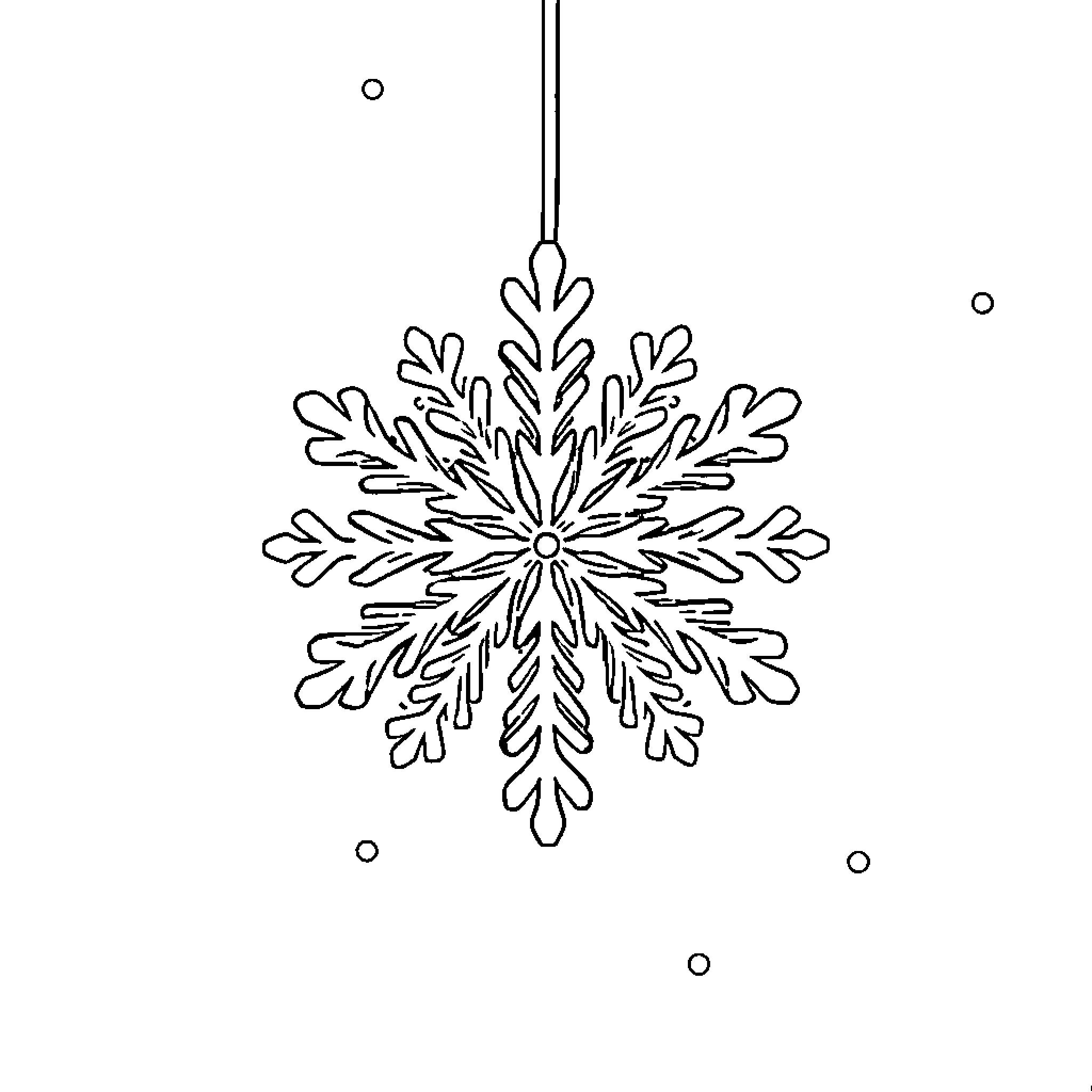 Snowflake decoration hanging in winter Coloring Page (free black-and-white line drawing printable PDF for all, from beginners to advanced learners, including children, teens, adults, and seniors)