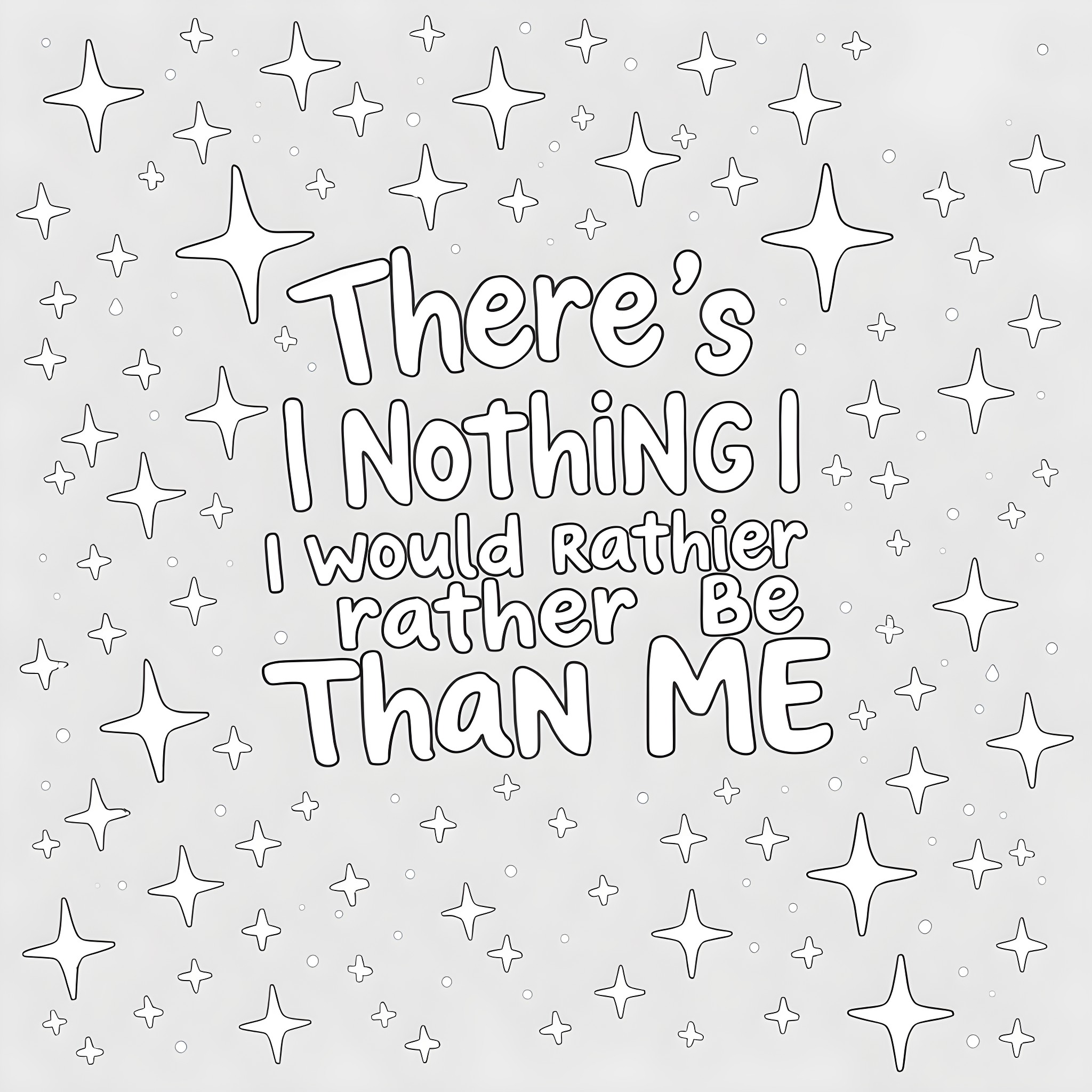 Star-filled Drawing with Inspirational Quote Coloring Page (free black-and-white line drawing printable PDF for all, from beginners to advanced learners, including children, teens, adults, and seniors)