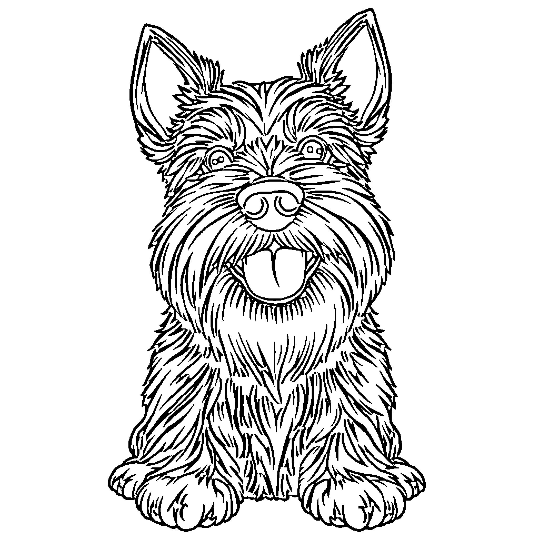 Schnauzer dog with a happy and playful expression Coloring Page (free black-and-white line drawing printable PDF for all, from beginners to advanced learners, including children, teens, adults, and seniors)