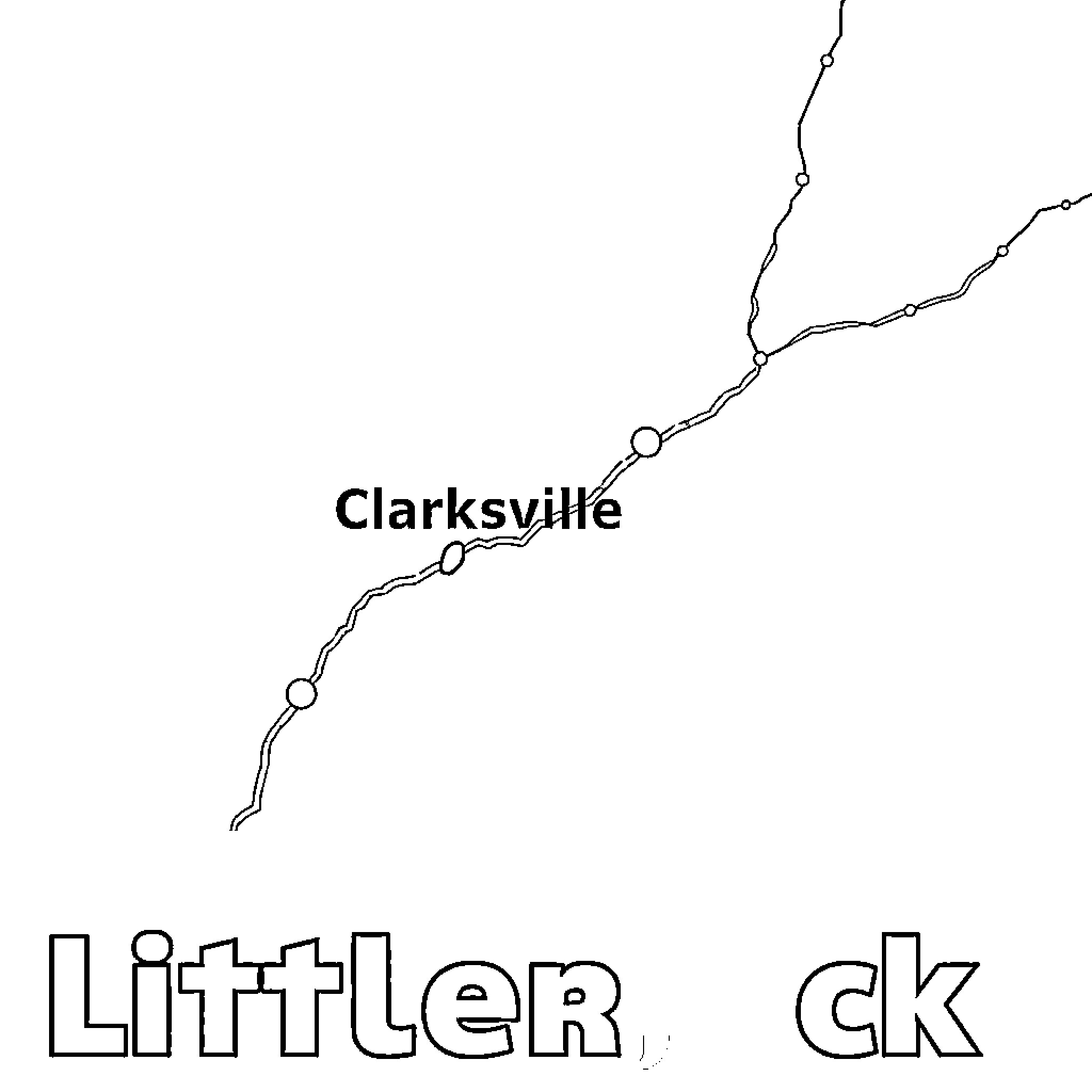 Map of roads near Clarksville Coloring Page (free black-and-white line drawing printable PDF for all, from beginners to advanced learners, including children, teens, adults, and seniors)