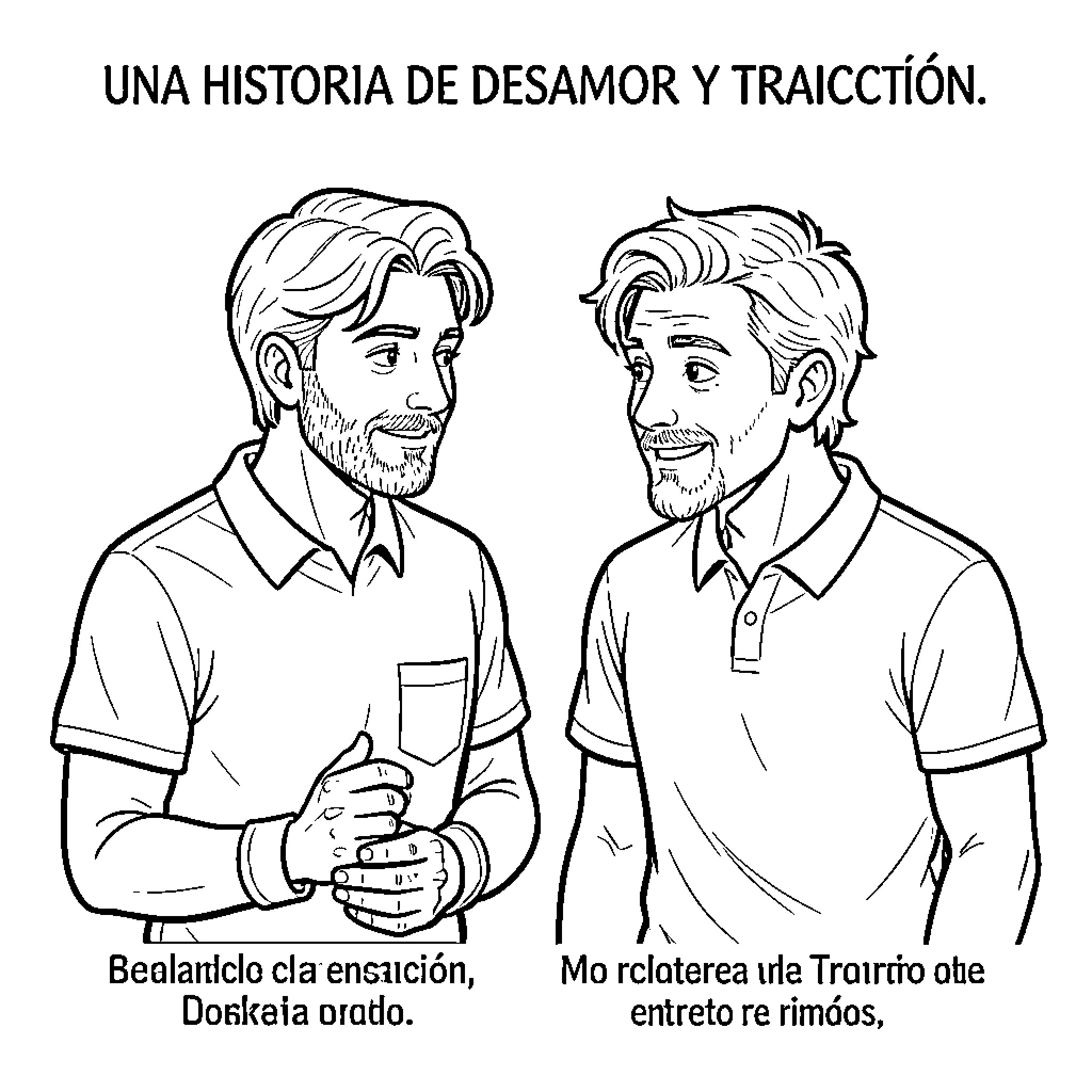 Despair of betrayal and deception Coloring Page (free black-and-white line drawing printable PDF for all, from beginners to advanced learners, including children, teens, adults, and seniors)