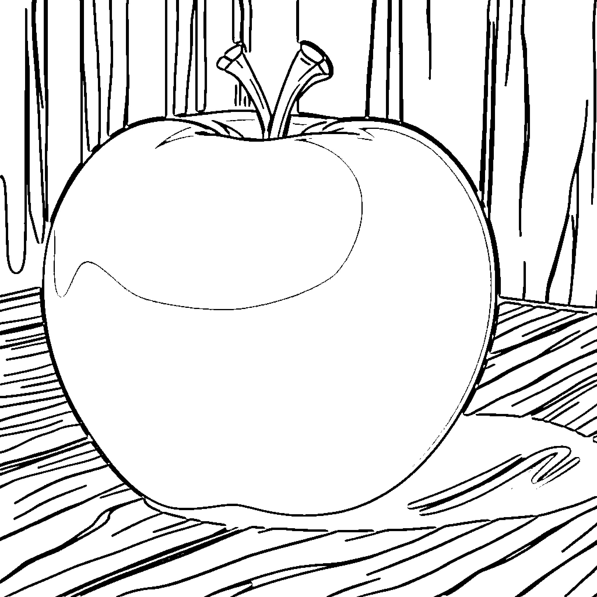 Apple in black and white sketch style Coloring Page (free black-and-white line drawing printable PDF for all, from beginners to advanced learners, including children, teens, adults, and seniors)