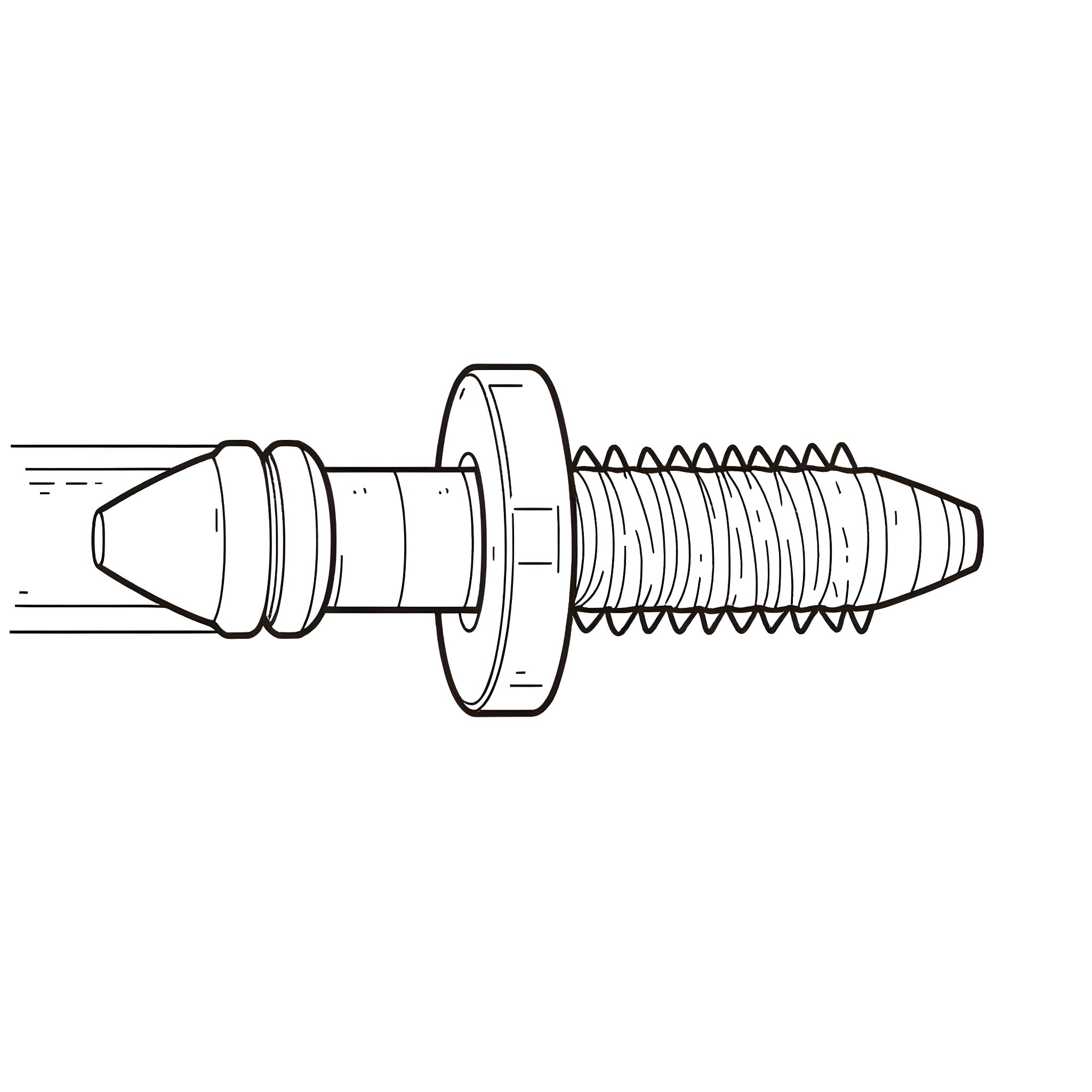 Bolt fastener in motion Coloring Page (free black-and-white line drawing printable PDF for all, from beginners to advanced learners, including children, teens, adults, and seniors)