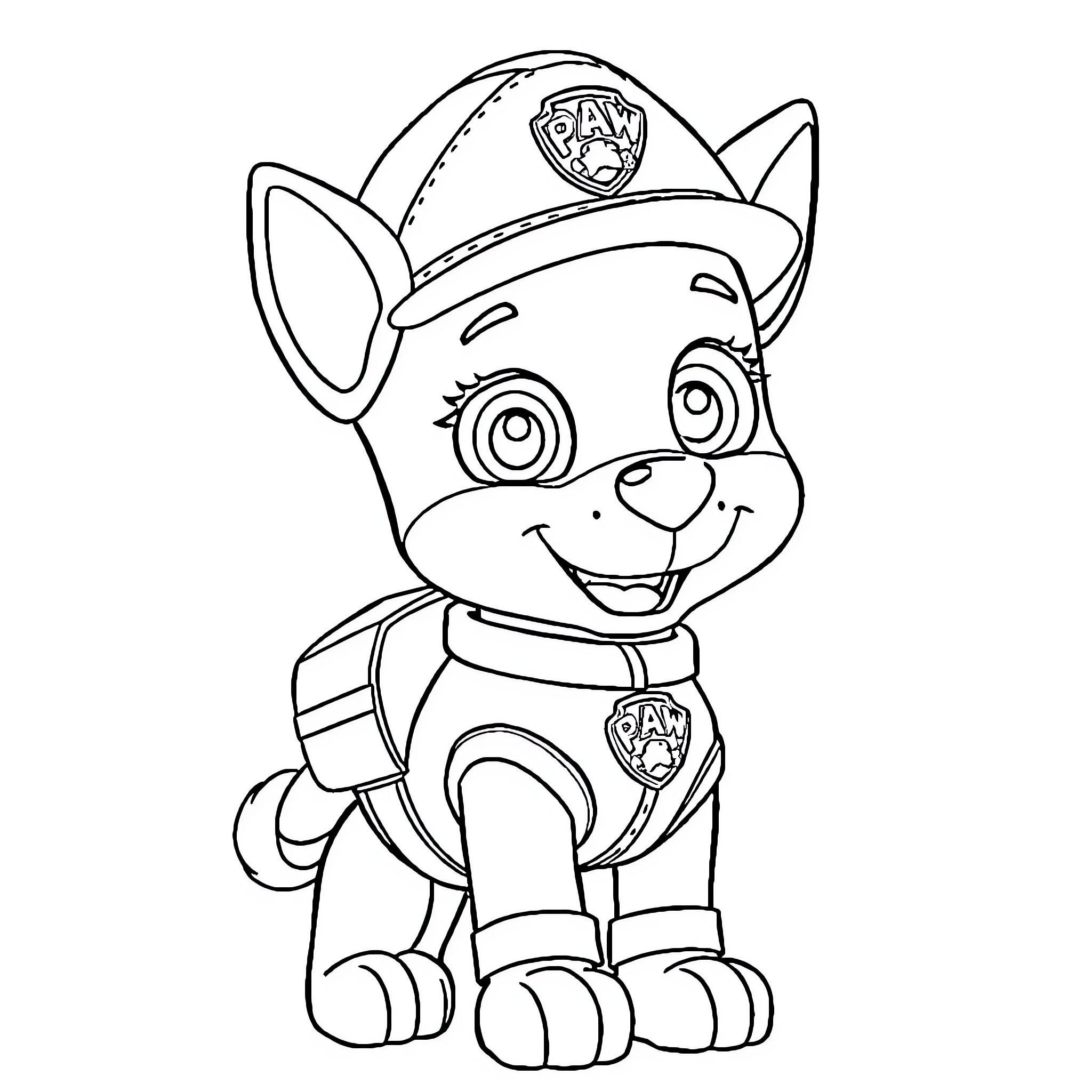 Bluey the puppy in uniform enjoying playtime Coloring Page (free black-and-white line drawing printable PDF for all, from beginners to advanced learners, including children, teens, adults, and seniors)