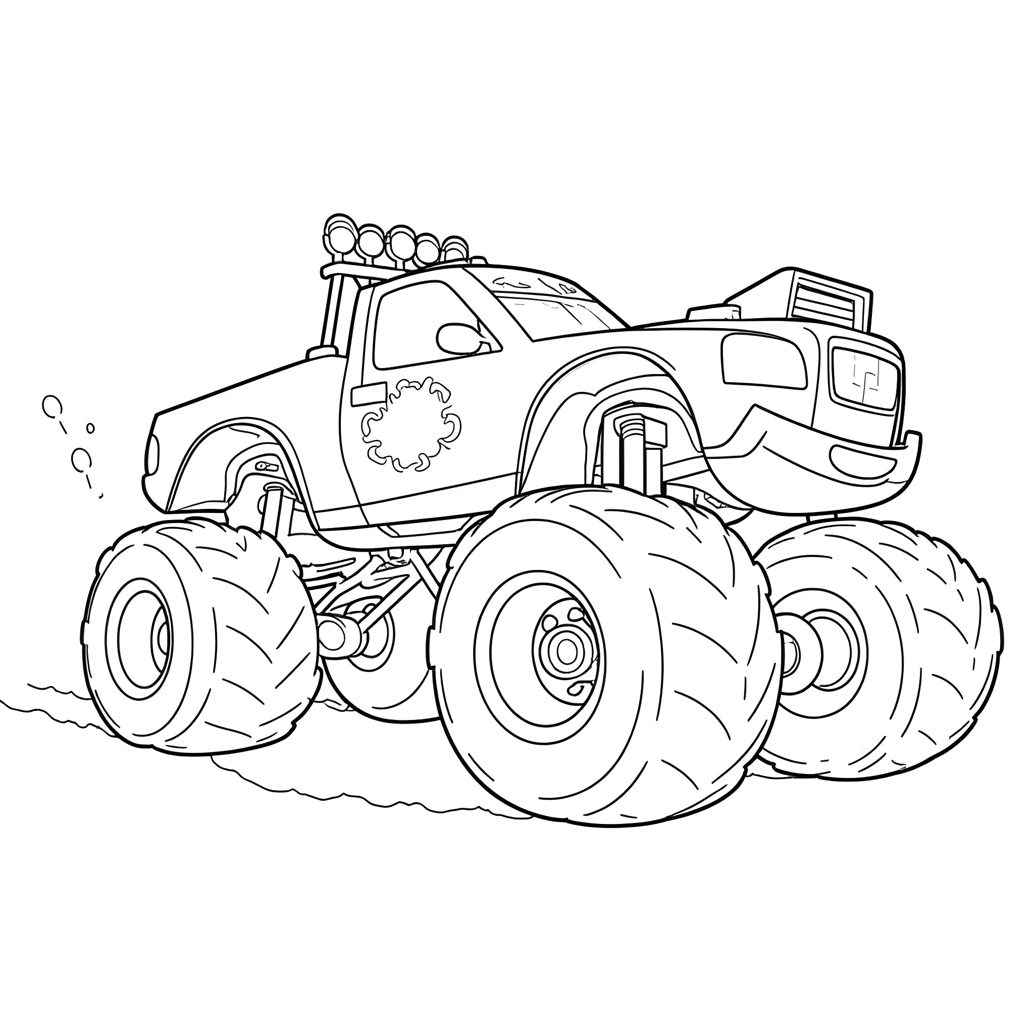 Blaze racing across the rugged terrain Coloring Page (free black-and-white line drawing printable PDF for all, from beginners to advanced learners, including children, teens, adults, and seniors)