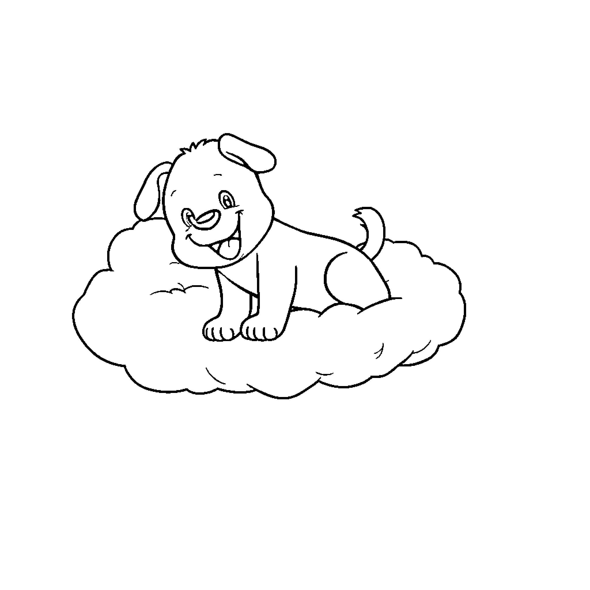 Bluey relaxing on a cozy cloud Coloring Page (free black-and-white line drawing printable PDF for all, from beginners to advanced learners, including children, teens, adults, and seniors)