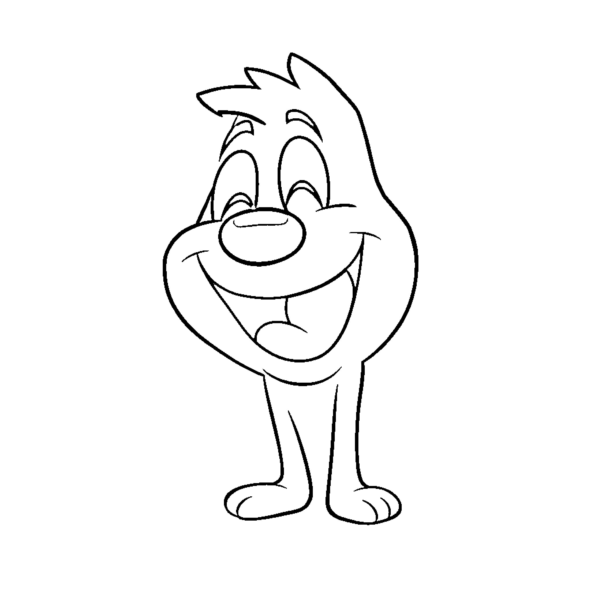 Bluey character with happy expression Coloring Page (free black-and-white line drawing printable PDF for all, from beginners to advanced learners, including children, teens, adults, and seniors)