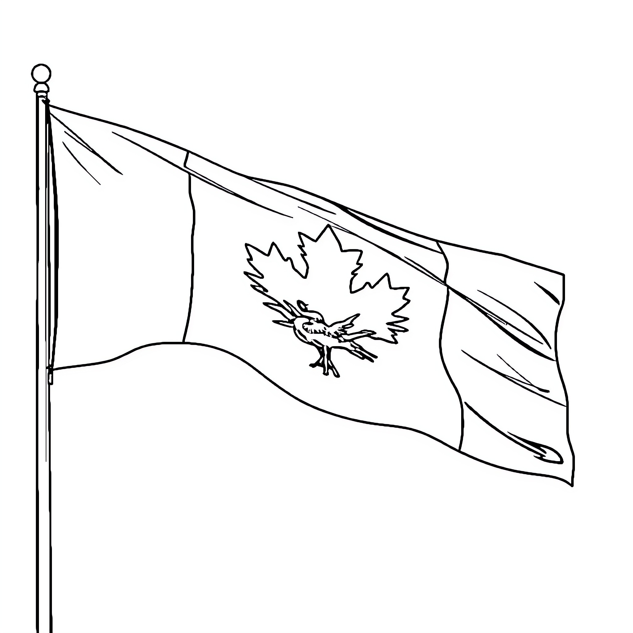 Alberta Flag waving proudly in the wind Coloring Page (free black-and-white line drawing printable PDF for all, from beginners to advanced learners, including children, teens, adults, and seniors)