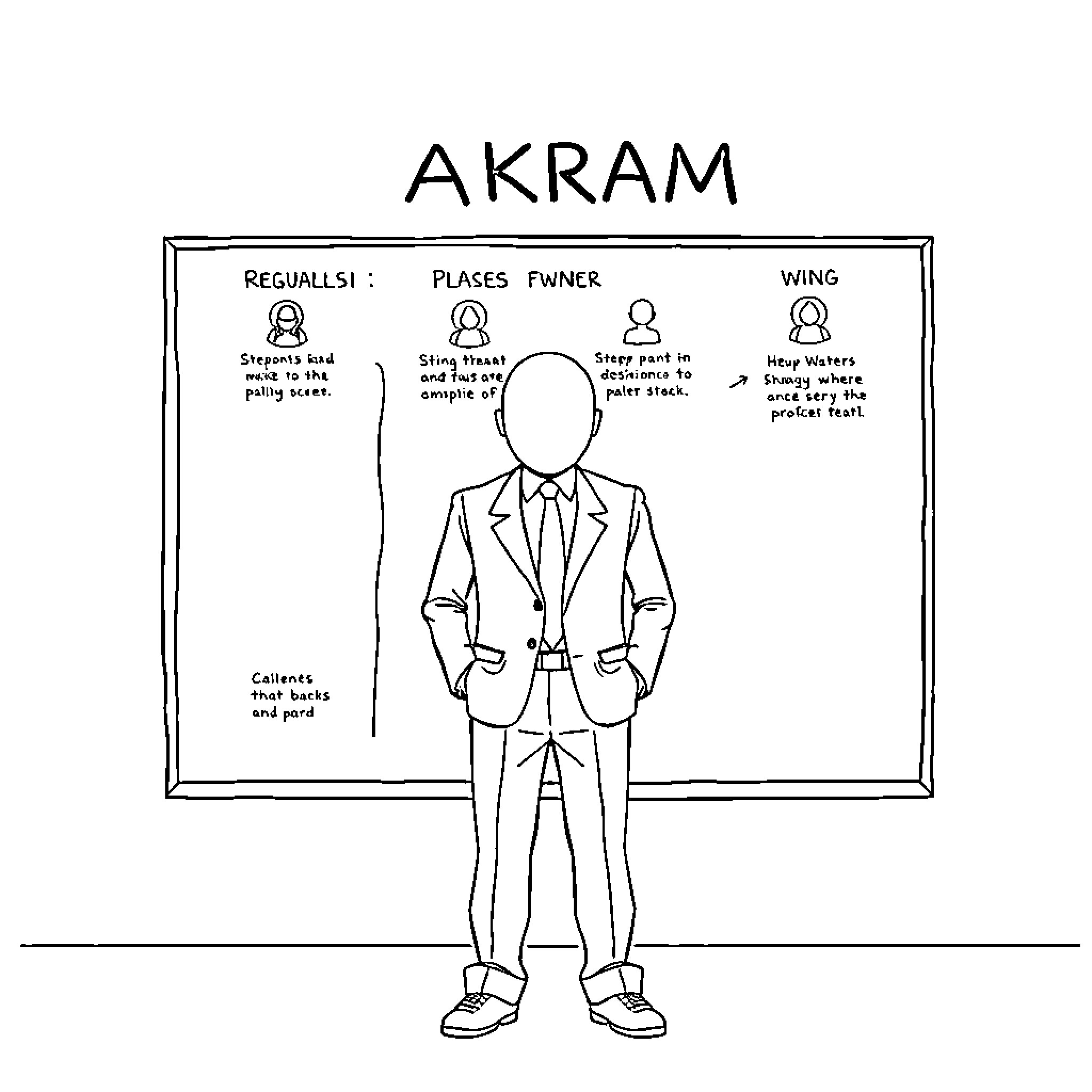Person standing in front of an organizational diagram Coloring Page (free black-and-white line drawing printable PDF for all, from beginners to advanced learners, including children, teens, adults, and seniors)