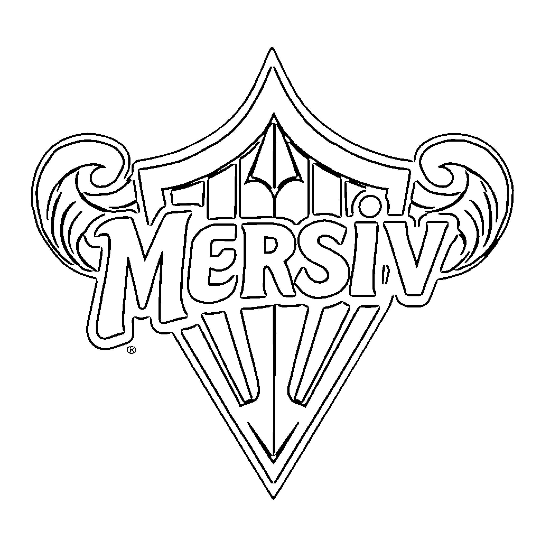 Mersiv logo with intricate design Coloring Page (free black-and-white line drawing printable PDF for all, from beginners to advanced learners, including children, teens, adults, and seniors)