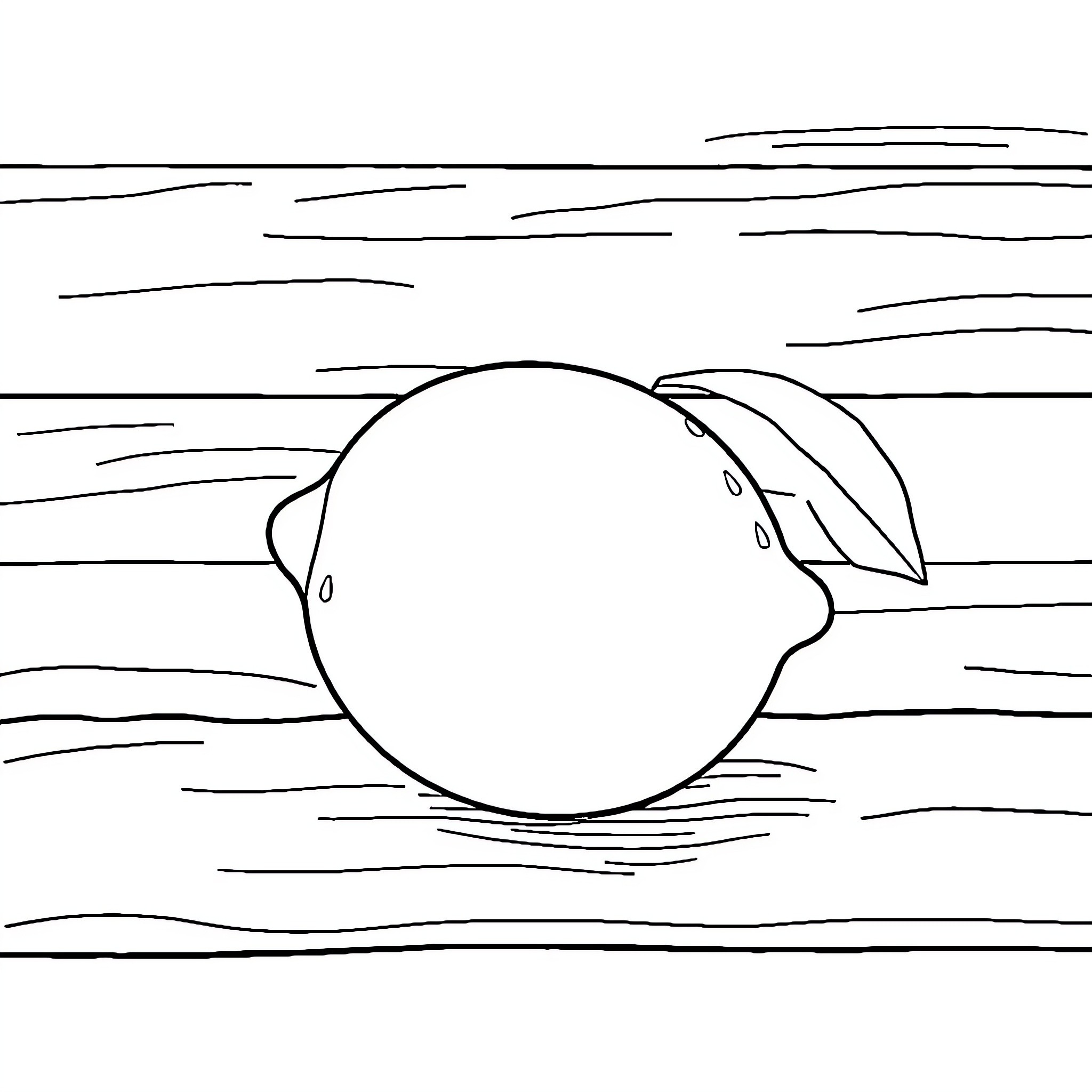 Lemon floating on wavy surface Coloring Page (free black-and-white line drawing printable PDF for all, from beginners to advanced learners, including children, teens, adults, and seniors)