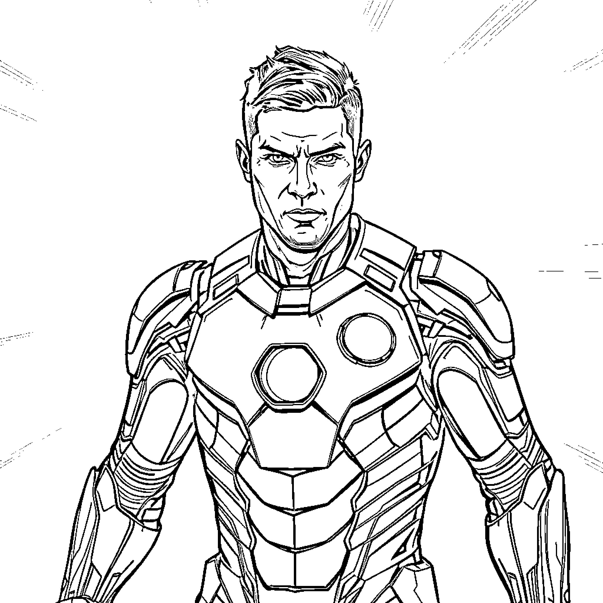 Cristiano Ronaldo in Futuristic Superhero Attire Coloring Page (free black-and-white line drawing printable PDF for all, from beginners to advanced learners, including children, teens, adults, and seniors)