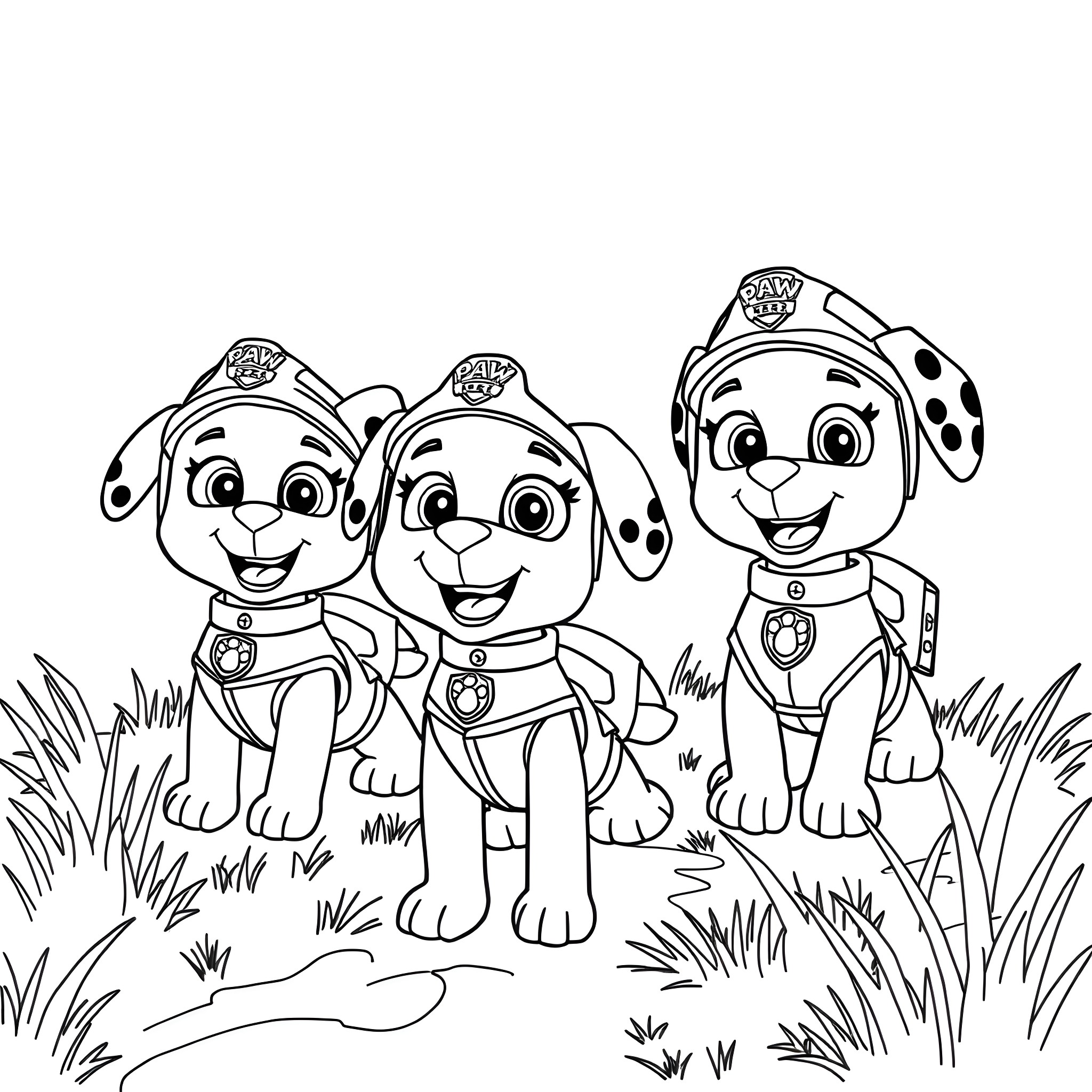 Worm pups explore the grassy meadow Coloring Page (free black-and-white line drawing printable PDF for all, from beginners to advanced learners, including children, teens, adults, and seniors)