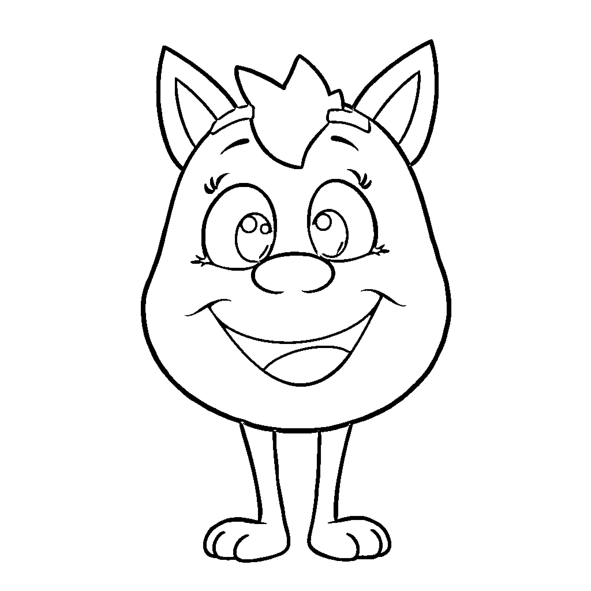 Melio the Cheerful Cartoon Monster Coloring Page (free black-and-white line drawing printable PDF for all, from beginners to advanced learners, including children, teens, adults, and seniors)