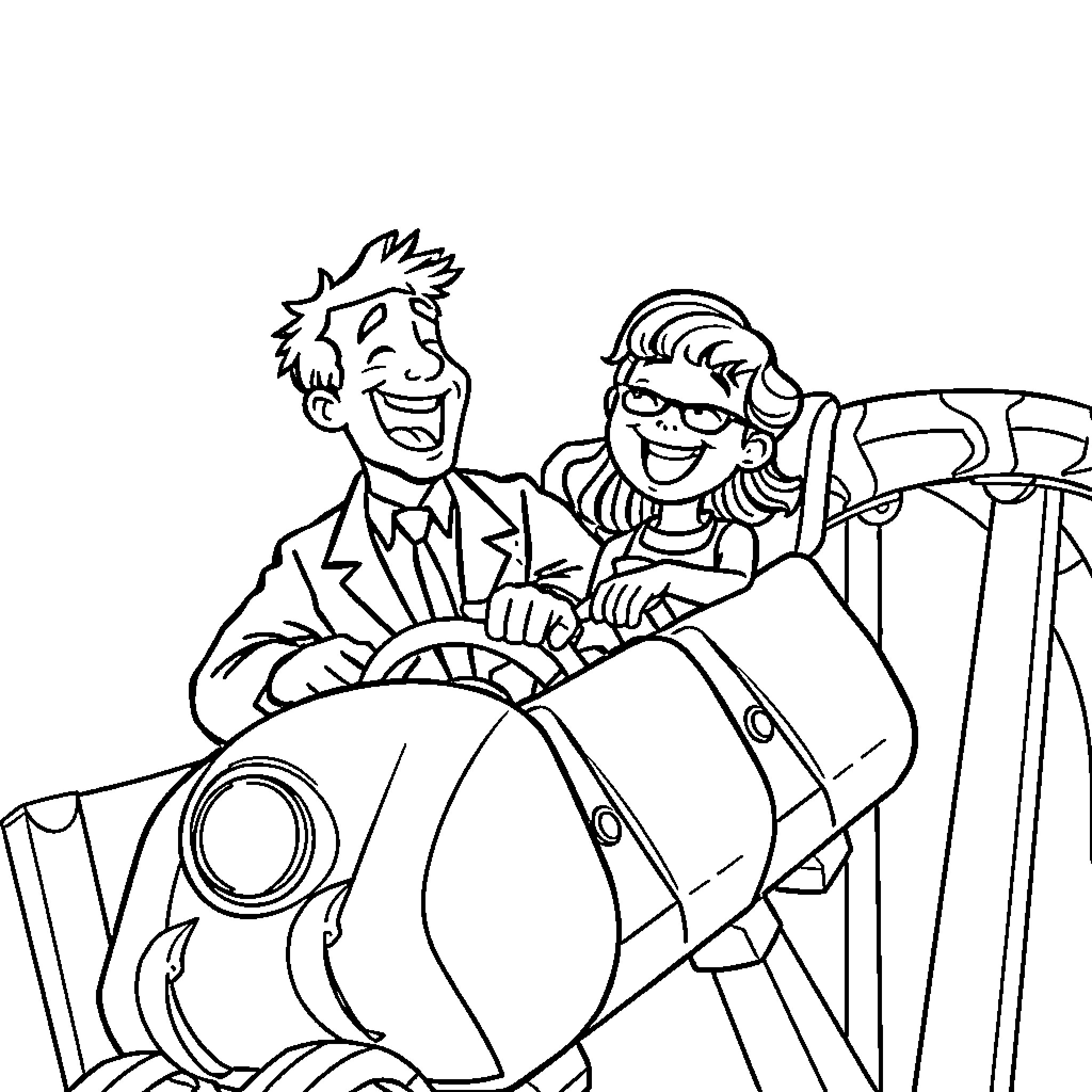 Teacher and student working together on a project Coloring Page (free black-and-white line drawing printable PDF for all, from beginners to advanced learners, including children, teens, adults, and seniors)