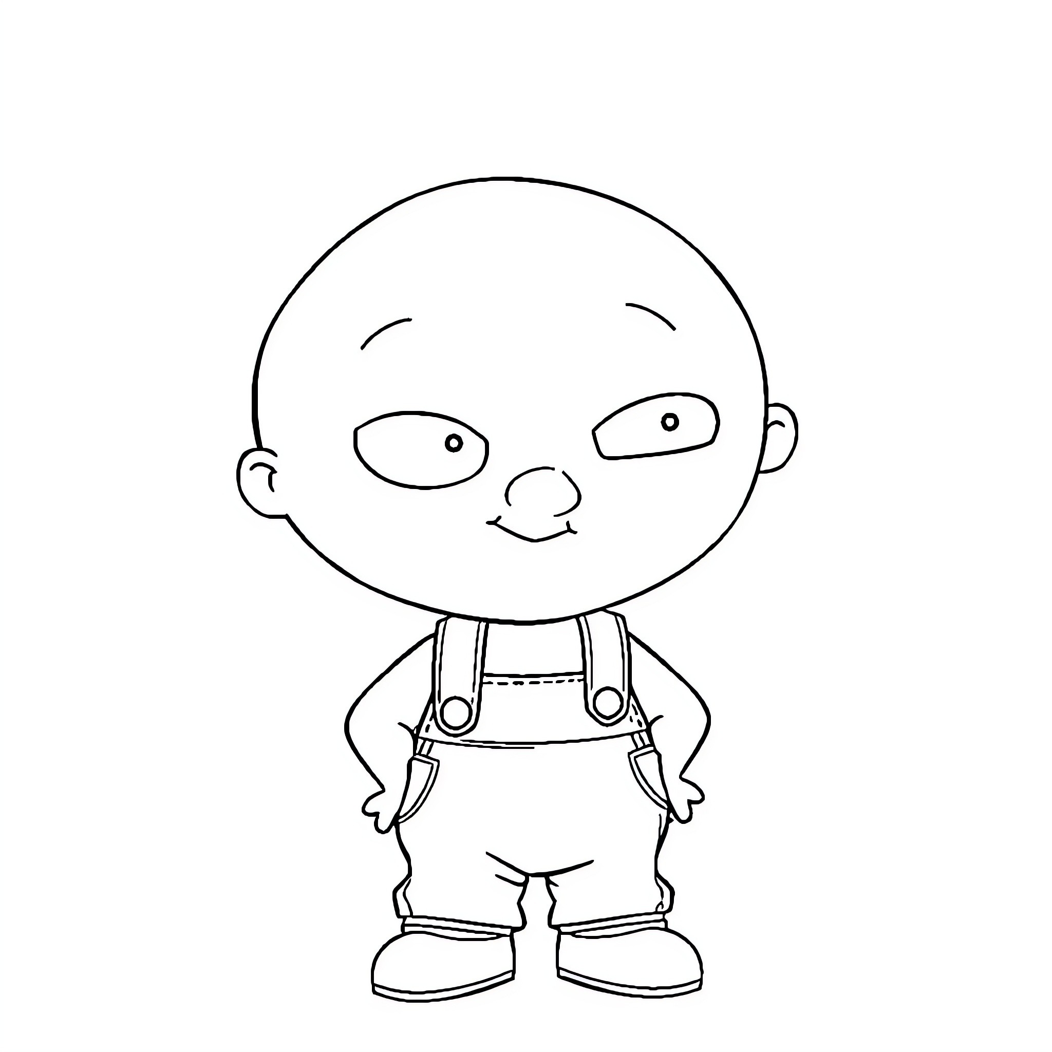 Stewie Griffin in casual outfit Coloring Page (free black-and-white line drawing printable PDF for all, from beginners to advanced learners, including children, teens, adults, and seniors)