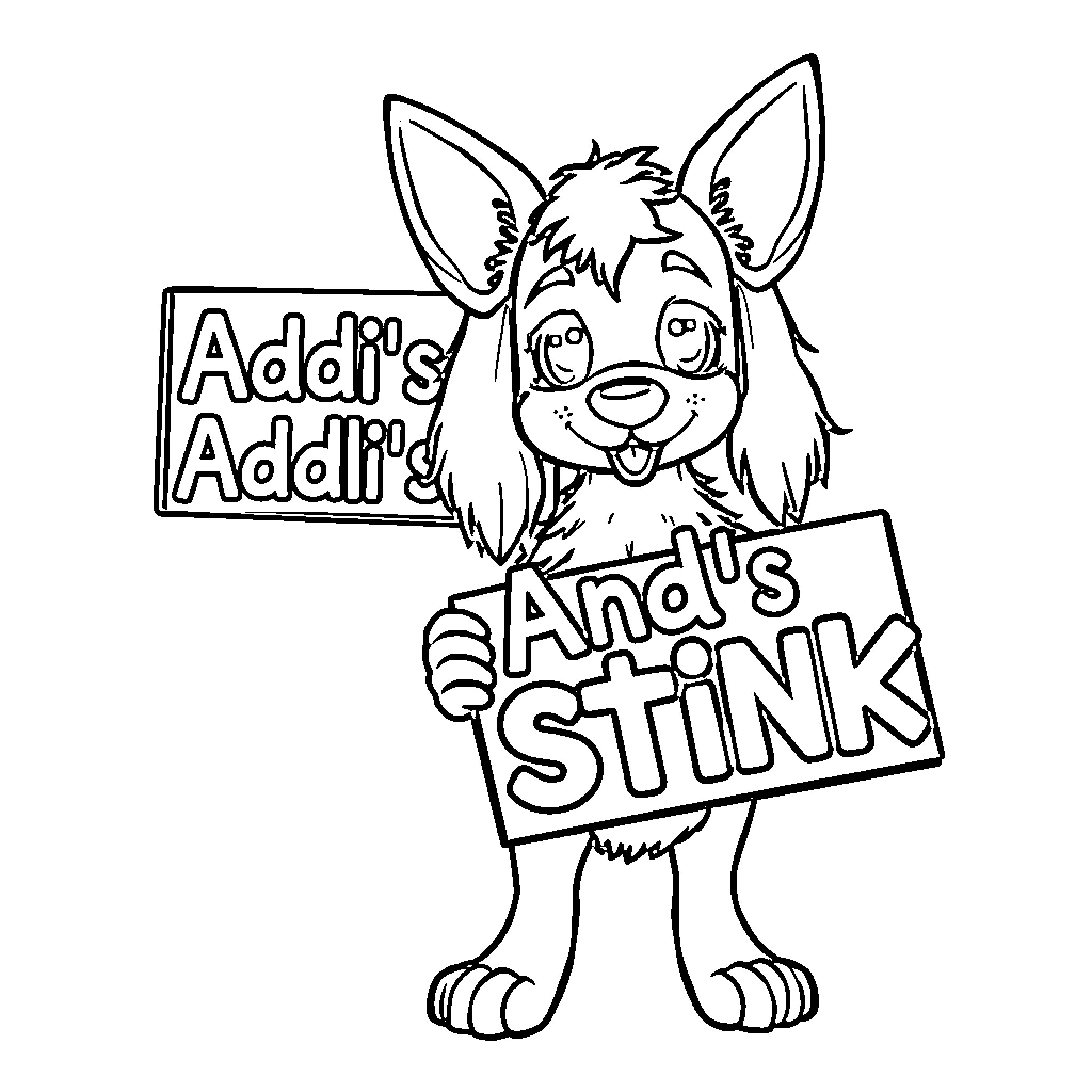 Huntrix's Silly and Playful Antics Coloring Page (free black-and-white line drawing printable PDF for all, from beginners to advanced learners, including children, teens, adults, and seniors)