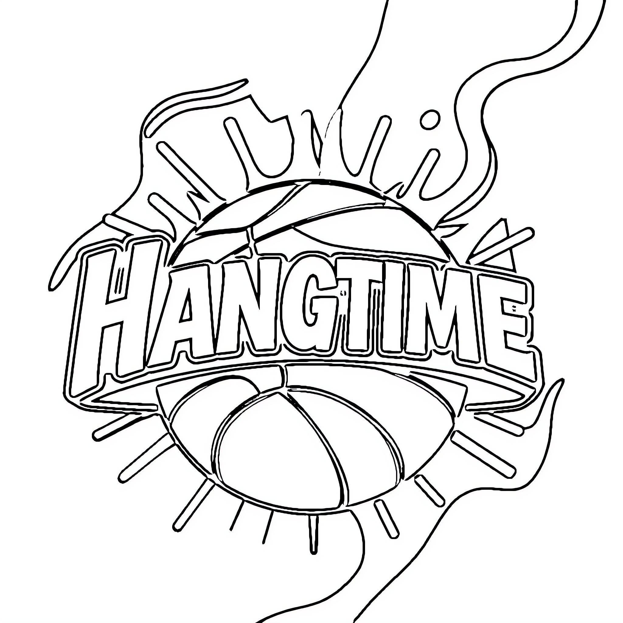 NBA Hangtime - Basketball Action and Expressions Coloring Page (free black-and-white line drawing printable PDF for all, from beginners to advanced learners, including children, teens, adults, and seniors)