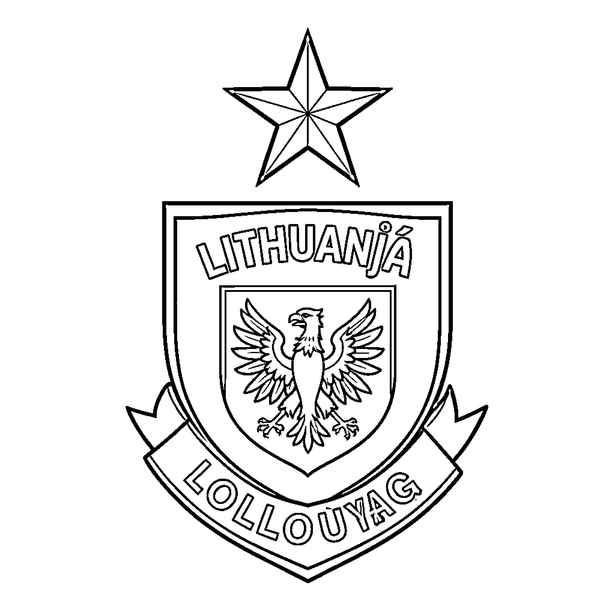 Football Logo featuring an eagle on a shield Coloring Page (free black-and-white line drawing printable PDF for all, from beginners to advanced learners, including children, teens, adults, and seniors)