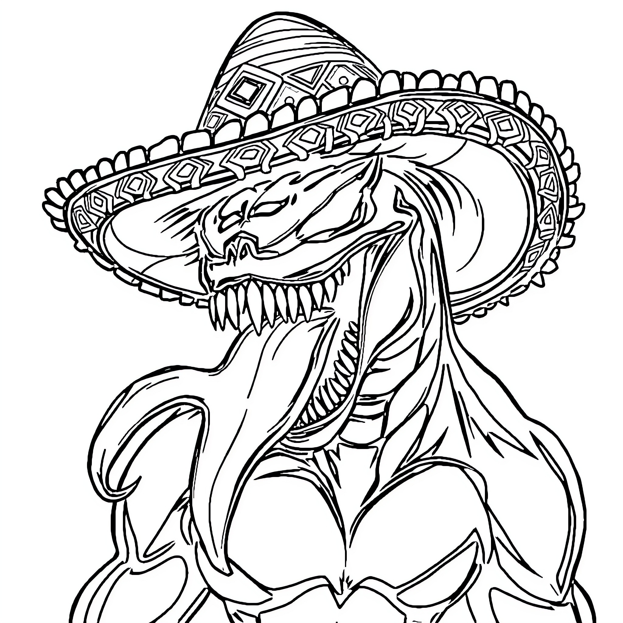 Venom creature in intricate patterned attire Coloring Page (free black-and-white line drawing printable PDF for all, from beginners to advanced learners, including children, teens, adults, and seniors)