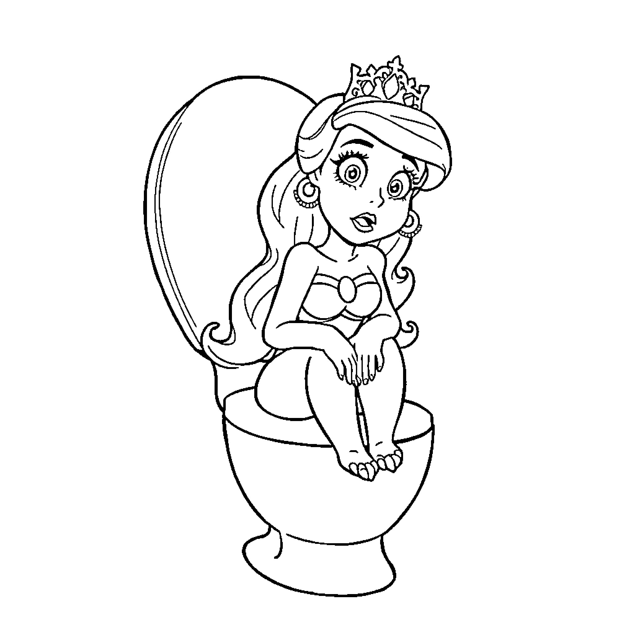 Princess Fiona sitting on a throne Coloring Page (free black-and-white line drawing printable PDF for all, from beginners to advanced learners, including children, teens, adults, and seniors)