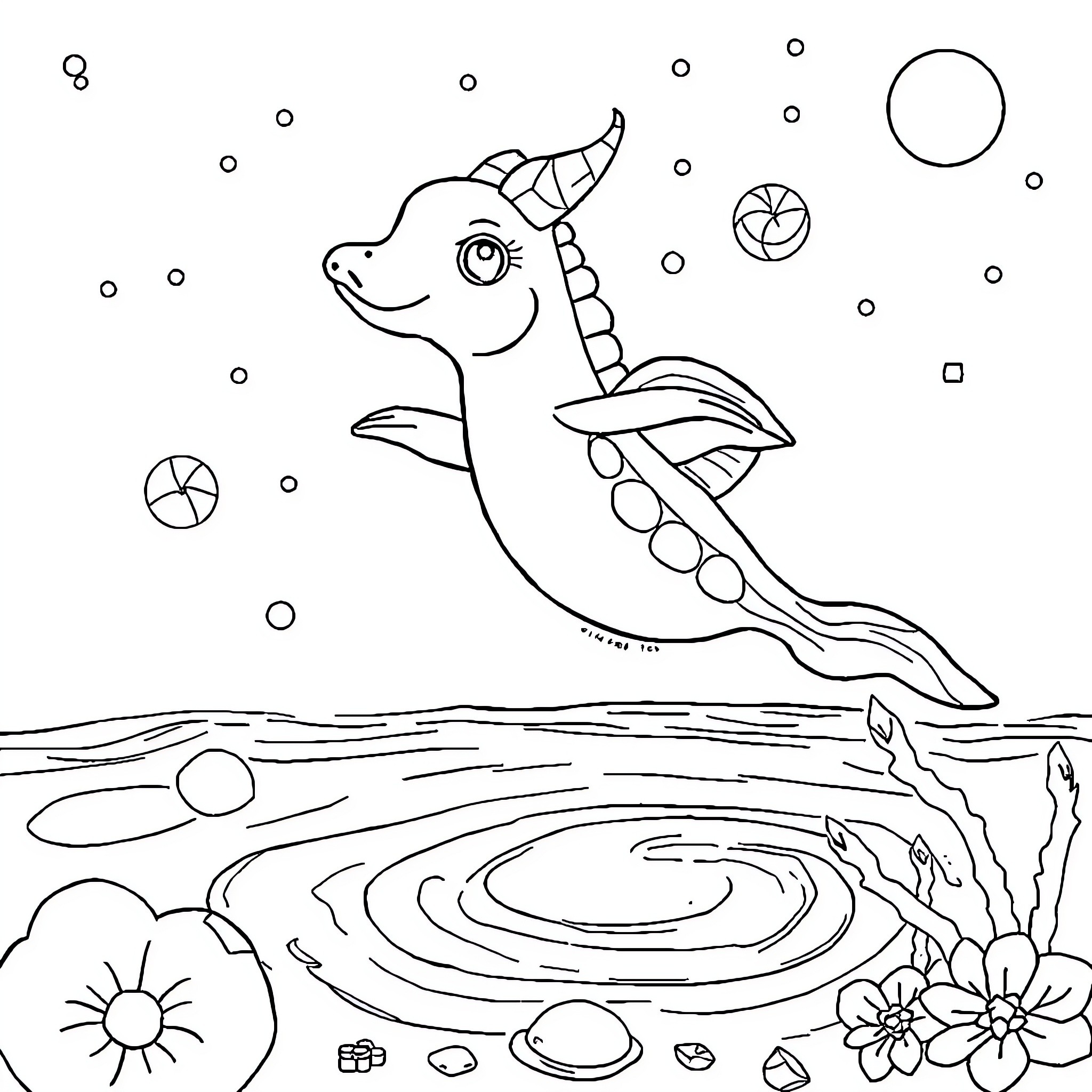 Orca swimming playfully in the ocean Coloring Page (free black-and-white line drawing printable PDF for all, from beginners to advanced learners, including children, teens, adults, and seniors)