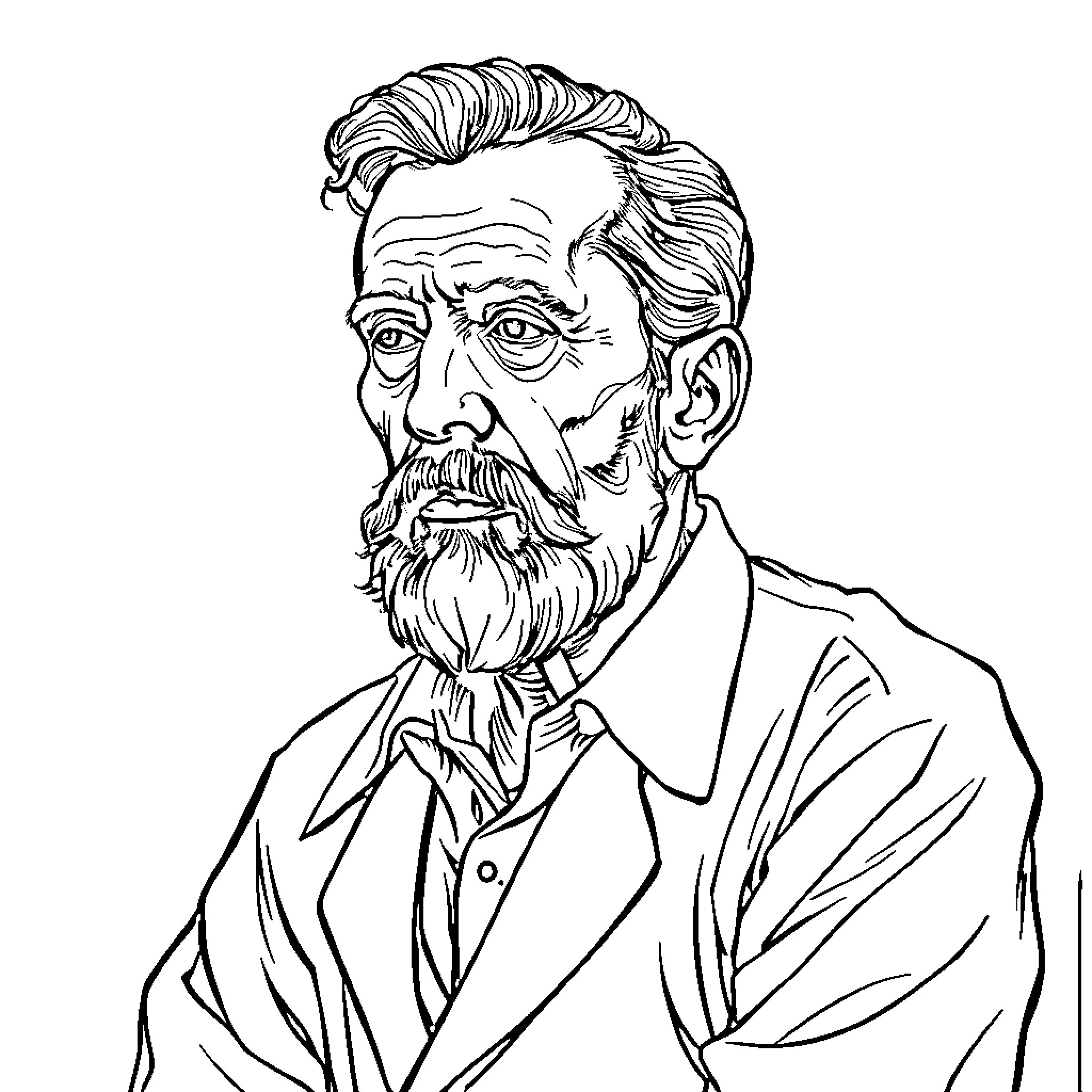 Pettoruti's Pensive Portrait of a Gentleman Coloring Page (free black-and-white line drawing printable PDF for all, from beginners to advanced learners, including children, teens, adults, and seniors)
