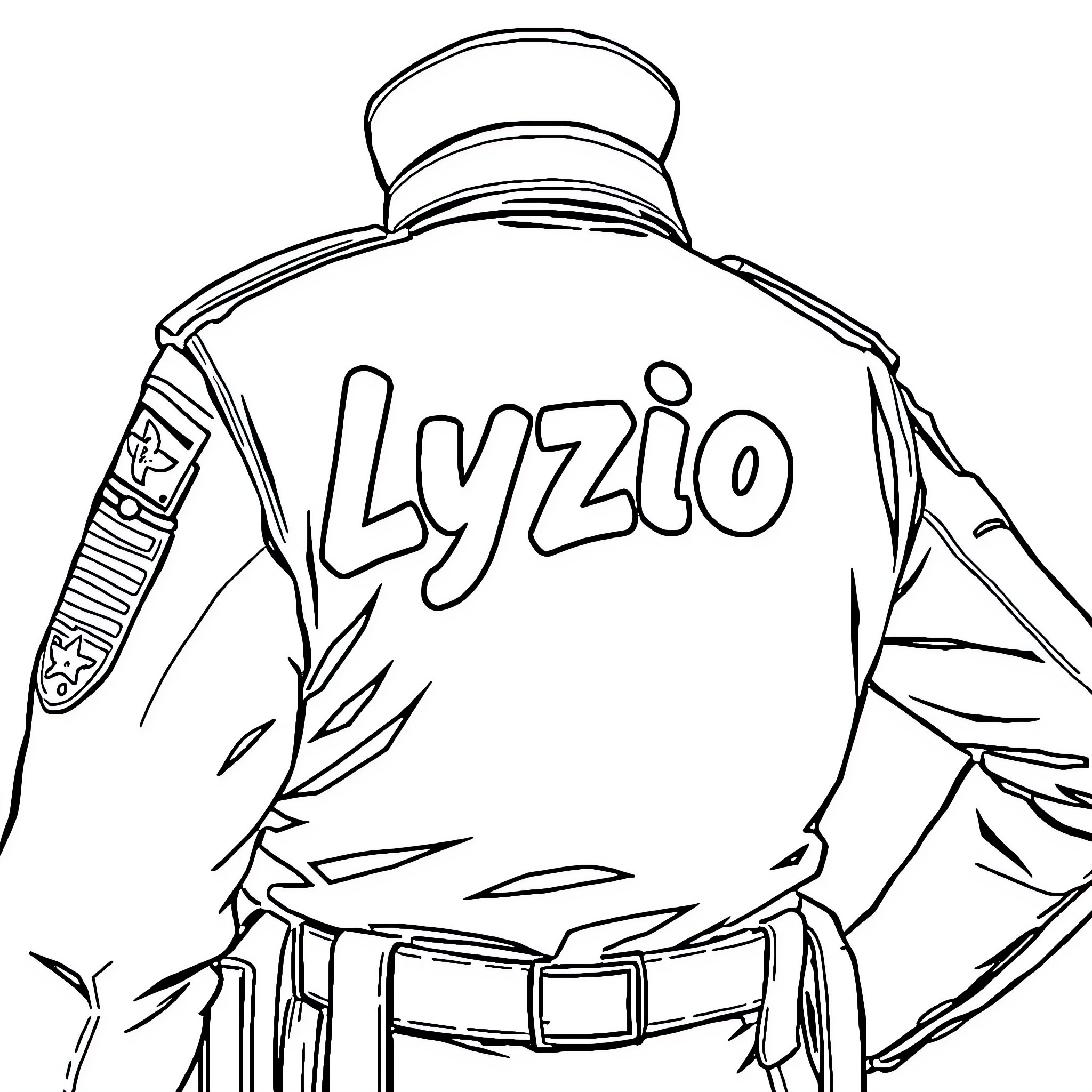 Lyzio's Uniform and Attire Coloring Page (free black-and-white line drawing printable PDF for all, from beginners to advanced learners, including children, teens, adults, and seniors)