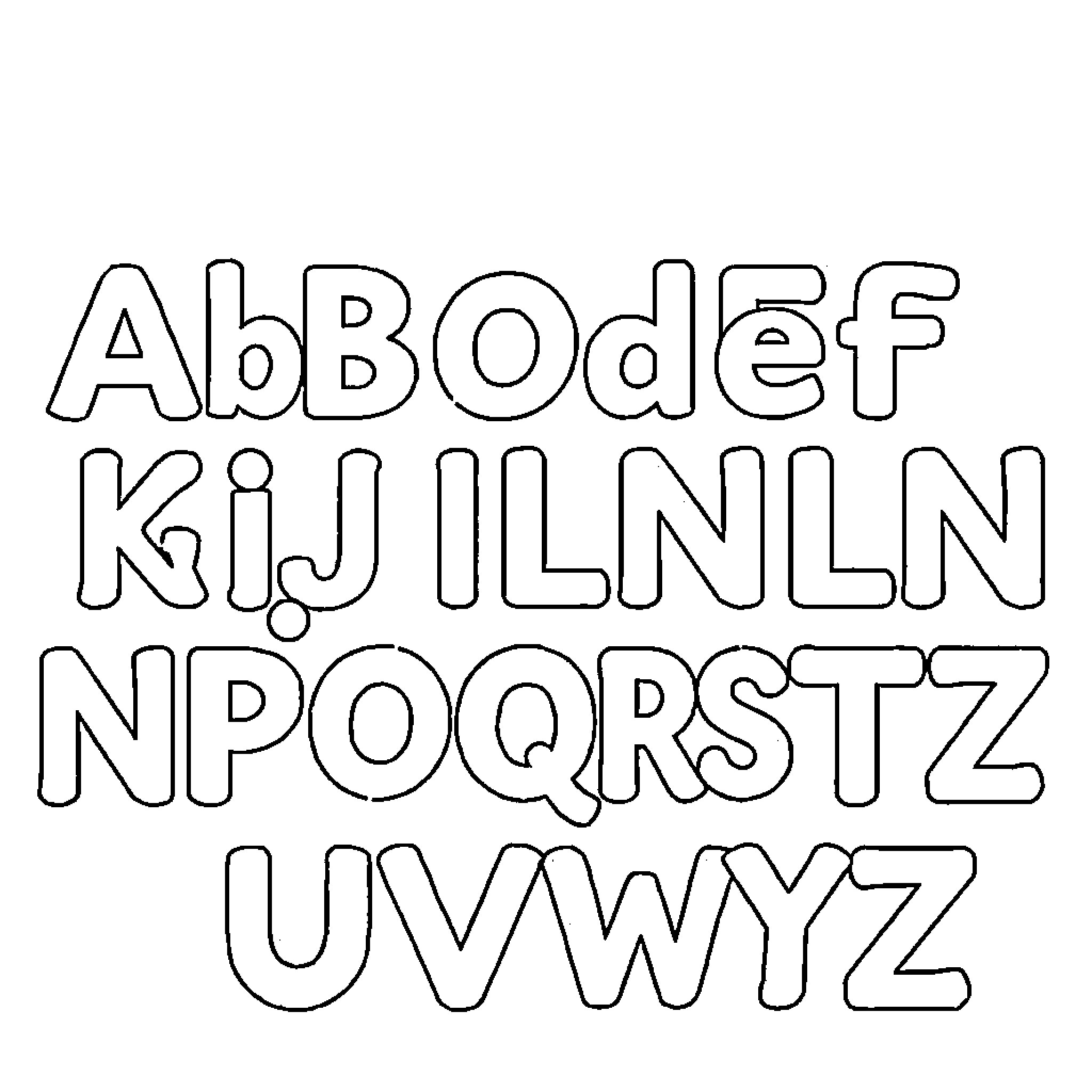 Alpha: Outlined Uppercase Alphabet Coloring Page (free black-and-white line drawing printable PDF for all, from beginners to advanced learners, including children, teens, adults, and seniors)