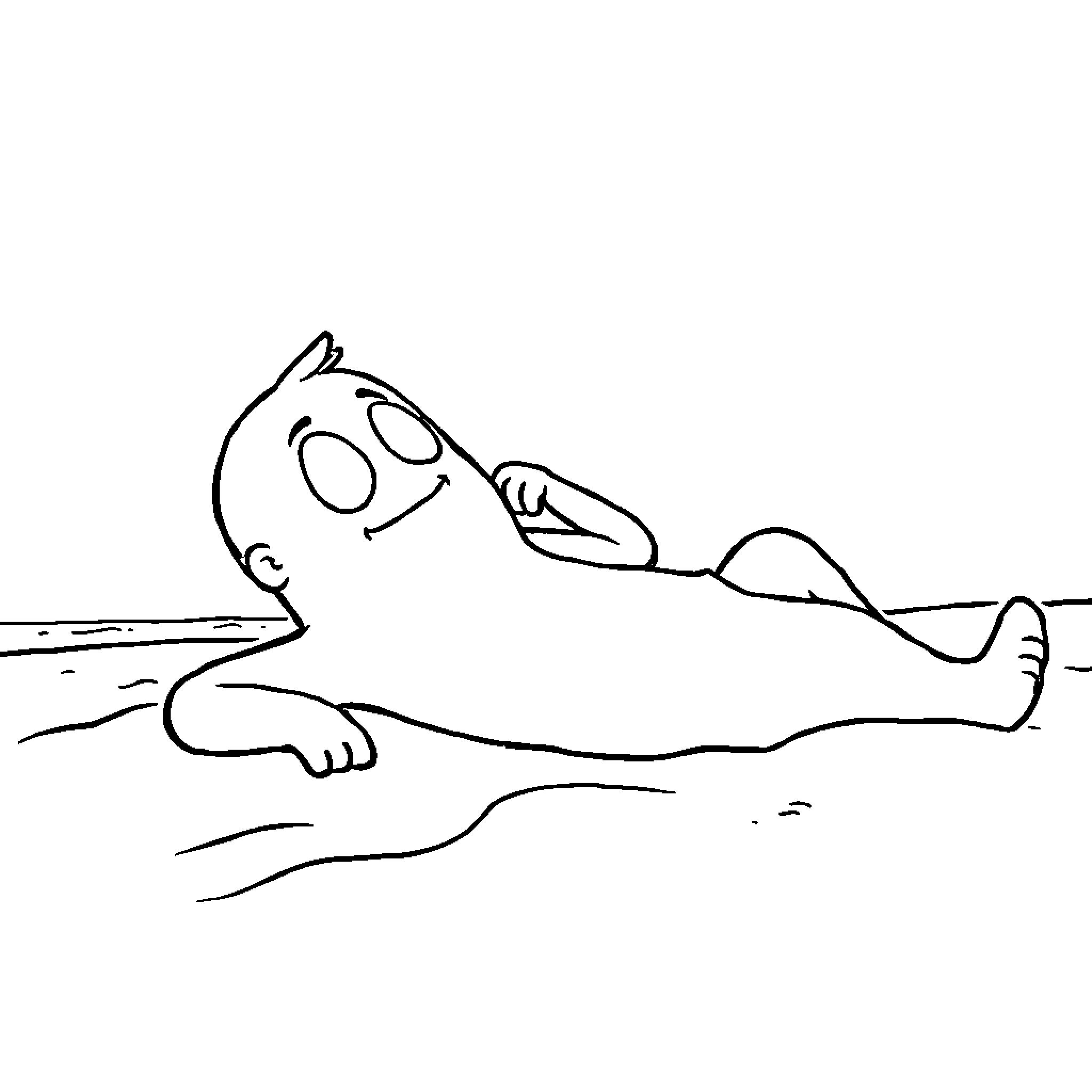 Simon relaxing peacefully on the beach Coloring Page (free black-and-white line drawing printable PDF for all, from beginners to advanced learners, including children, teens, adults, and seniors)