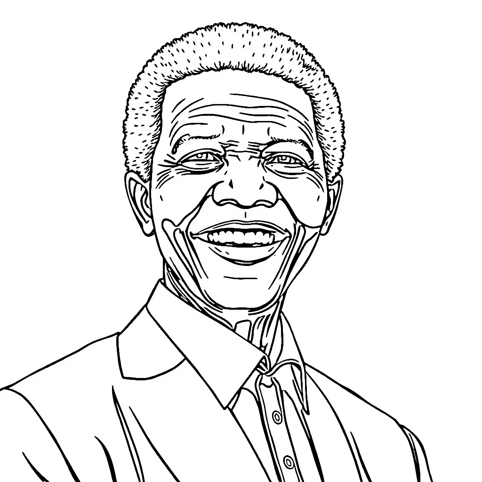 Mandala of a smiling elder Coloring Page (free black-and-white line drawing printable PDF for all, from beginners to advanced learners, including children, teens, adults, and seniors)