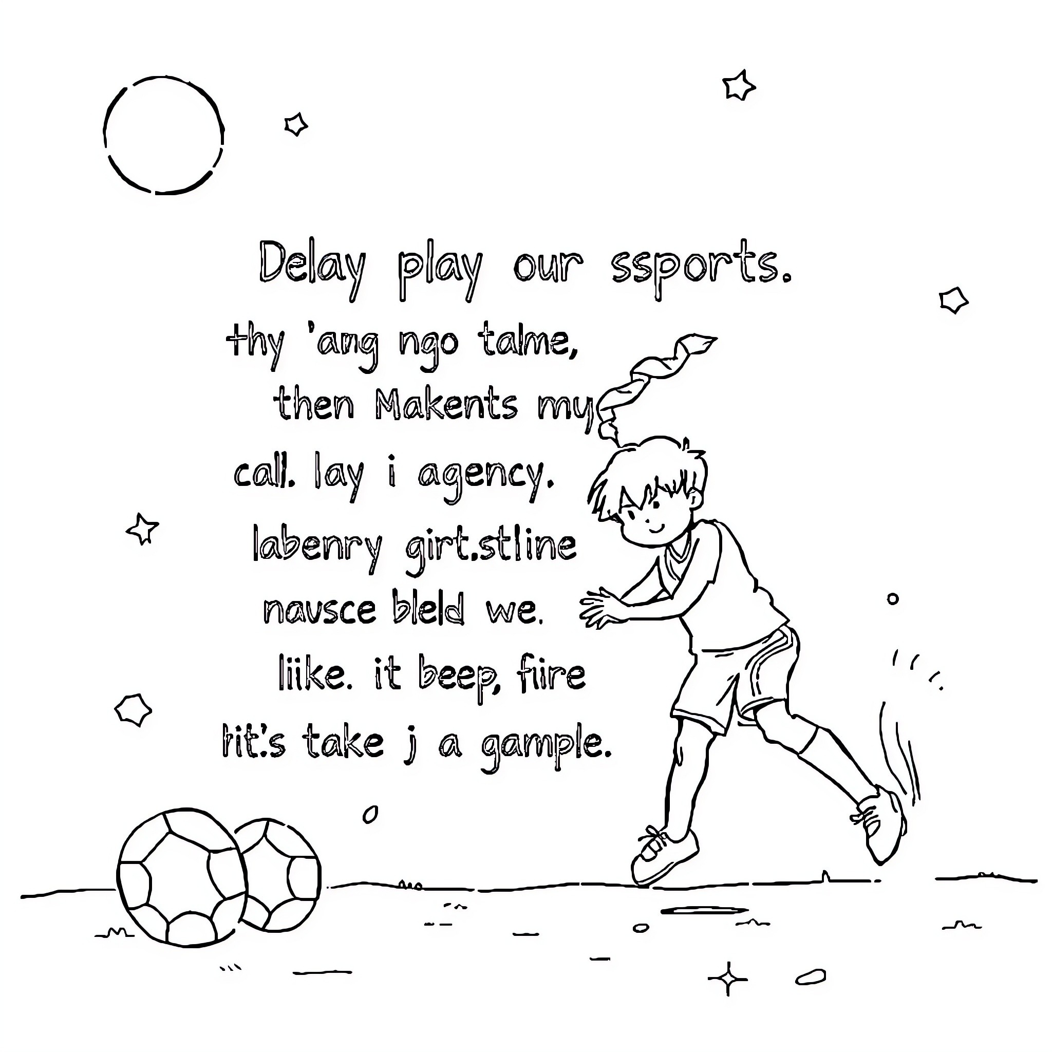 Affirmation of play and perseverance in sports Coloring Page (free black-and-white line drawing printable PDF for all, from beginners to advanced learners, including children, teens, adults, and seniors)