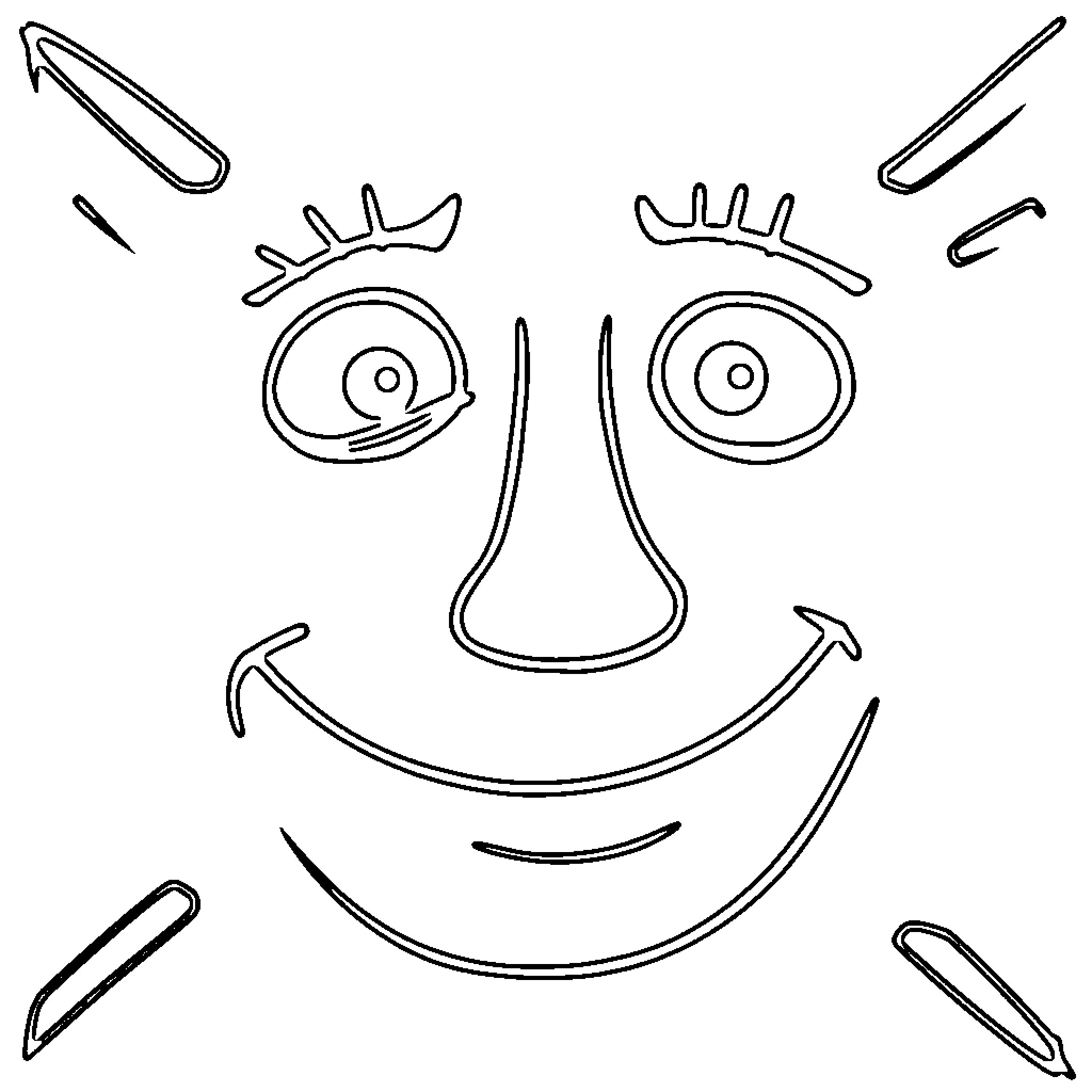 Funny Face with Playful Expressions Coloring Page (free black-and-white line drawing printable PDF for all, from beginners to advanced learners, including children, teens, adults, and seniors)